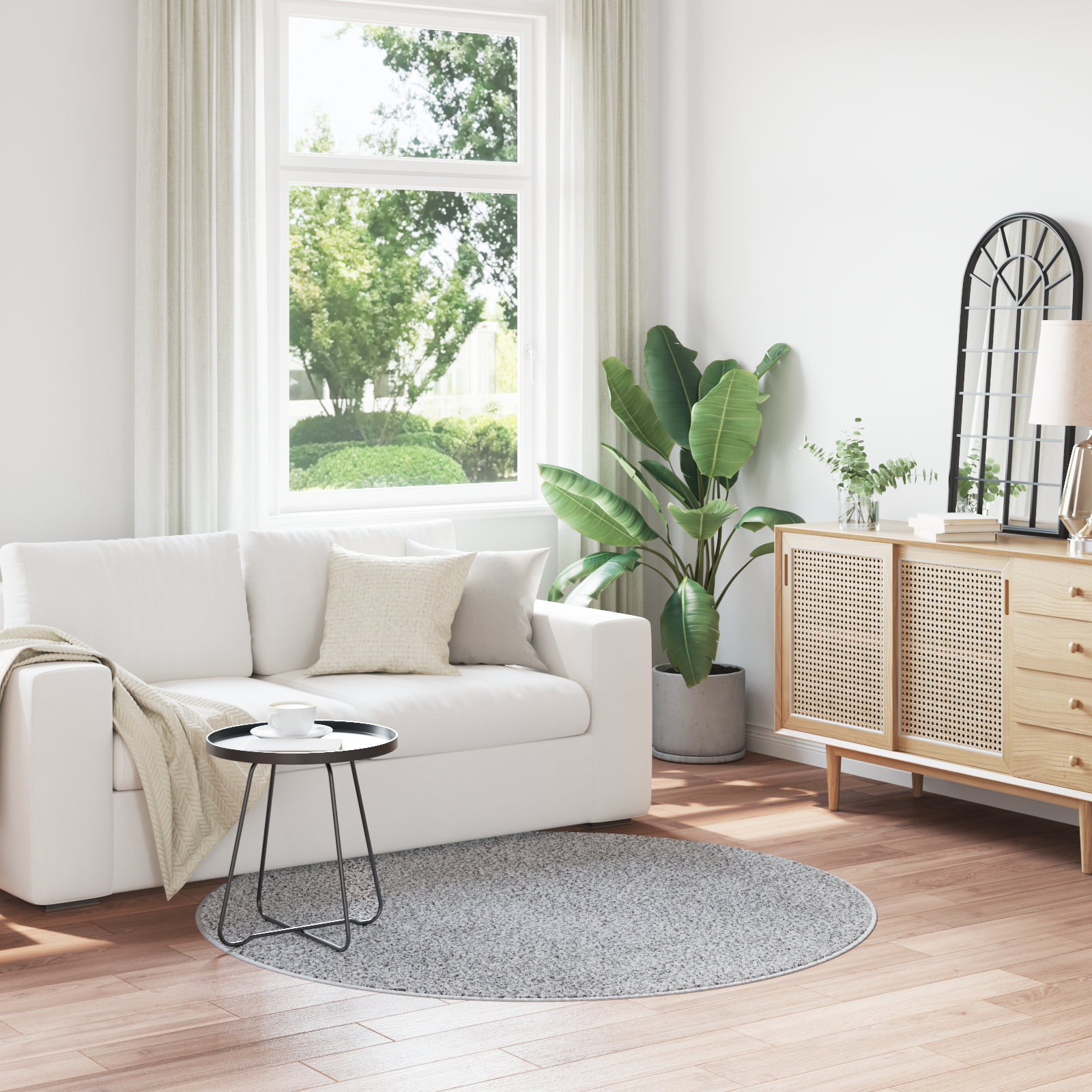 Tappeto Shaggy con fondo in lattice Grigio ø160 cm