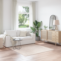 Tappeto Shaggy a Pelo Alto Panna 160x160 cm PP