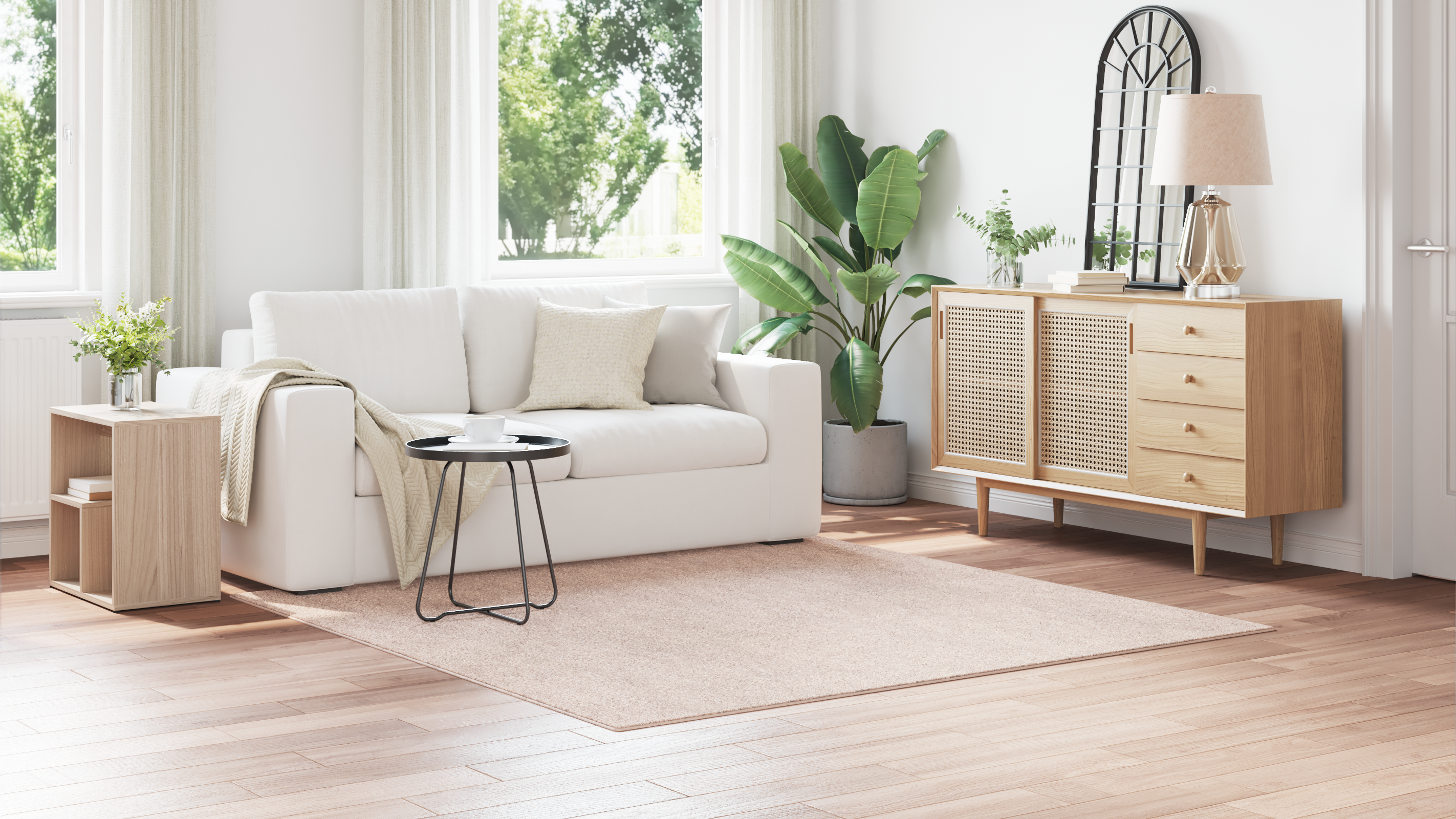 Tappeto Shaggy con fondo in lattice Crema 200x200 cm