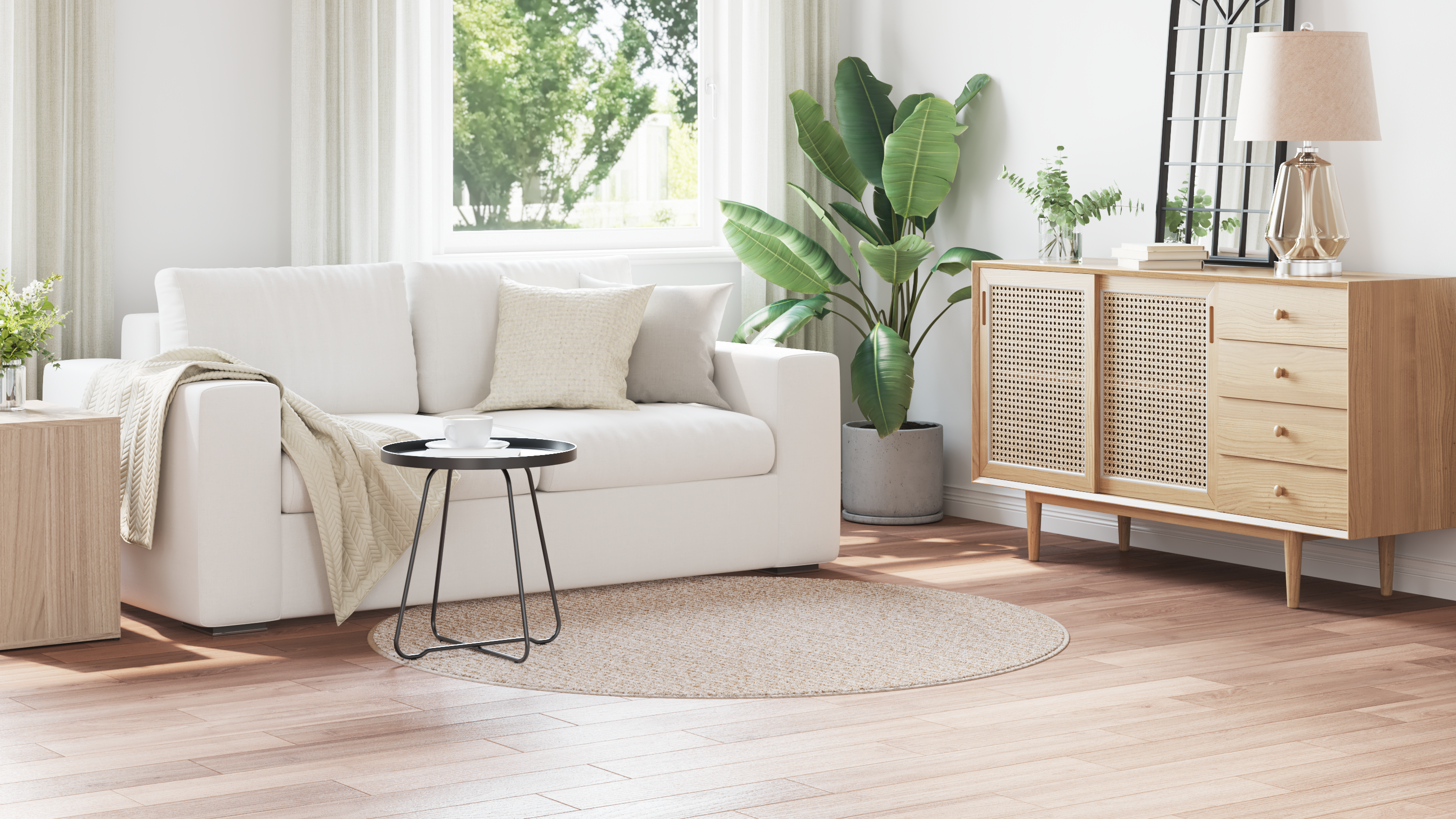 Tappeto Shaggy con Retro in Lattice Crema ø160 cm