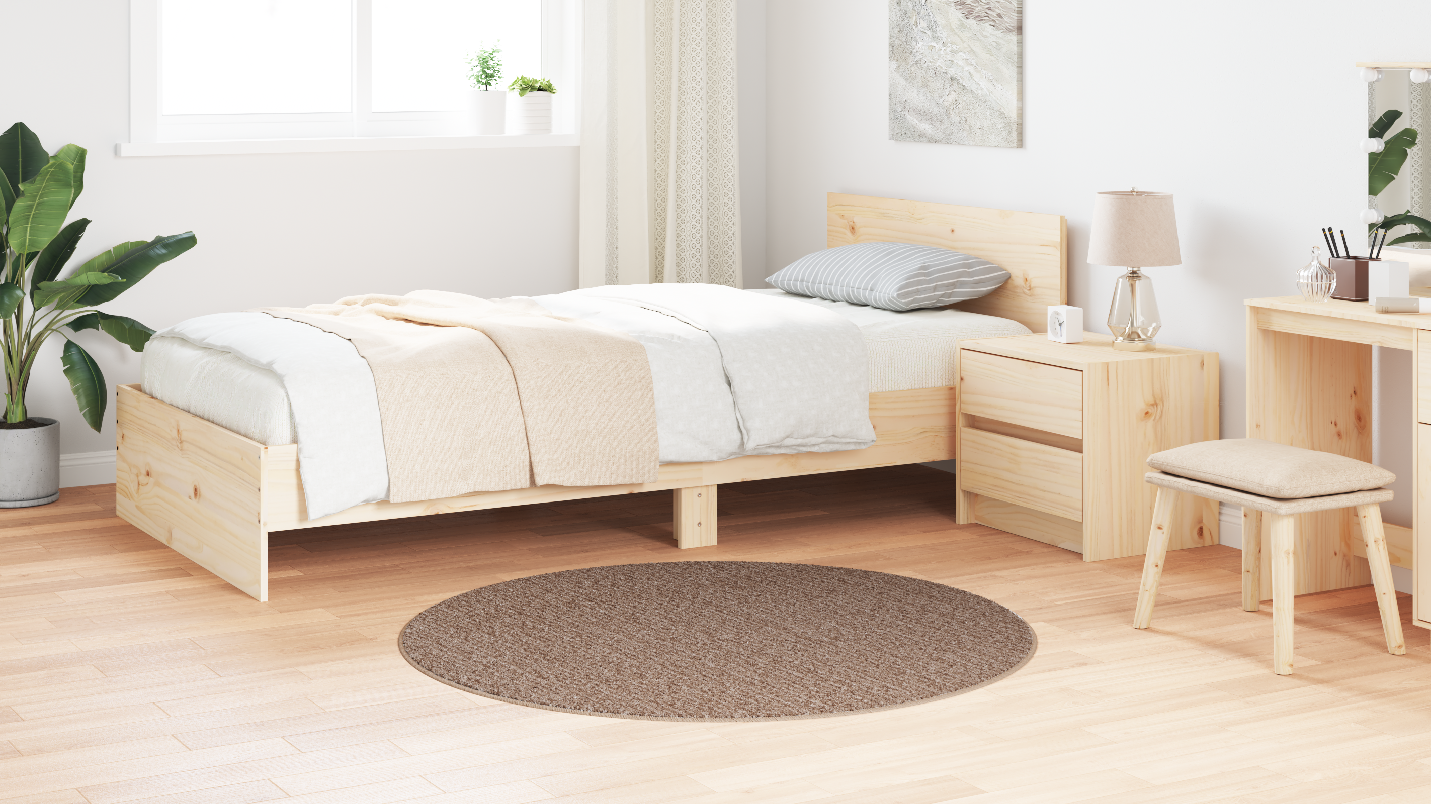 Tappeto Shaggy con retro in lattice Marrone ø120 cm