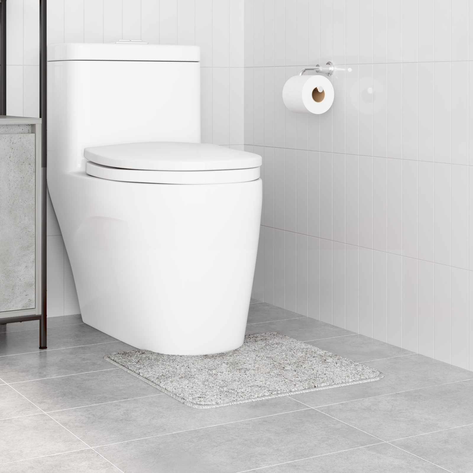 Tappetino da bagno U-Shaped Grigio 50x50 cm in Polipropilene Antiscivolo