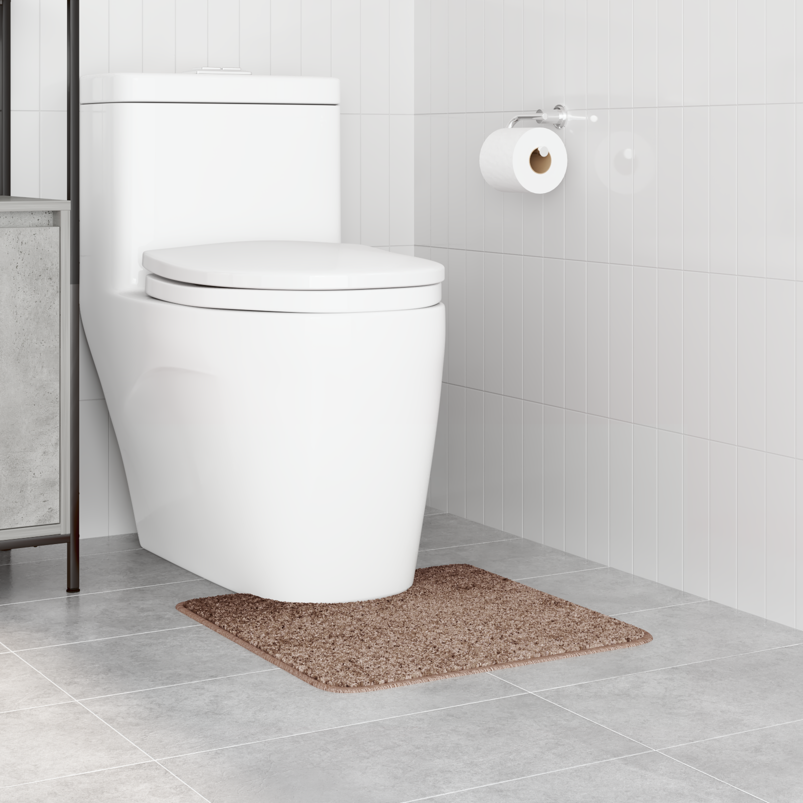 Tappetino da Bagno U-Shaped Marrone 50x50 cm in Polipropilene Antiscivolo