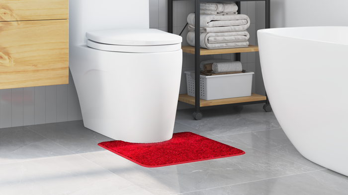 Tappetino da bagno U-Shaped Rosso 50x50 cm in Polipropilene Antiscivolo