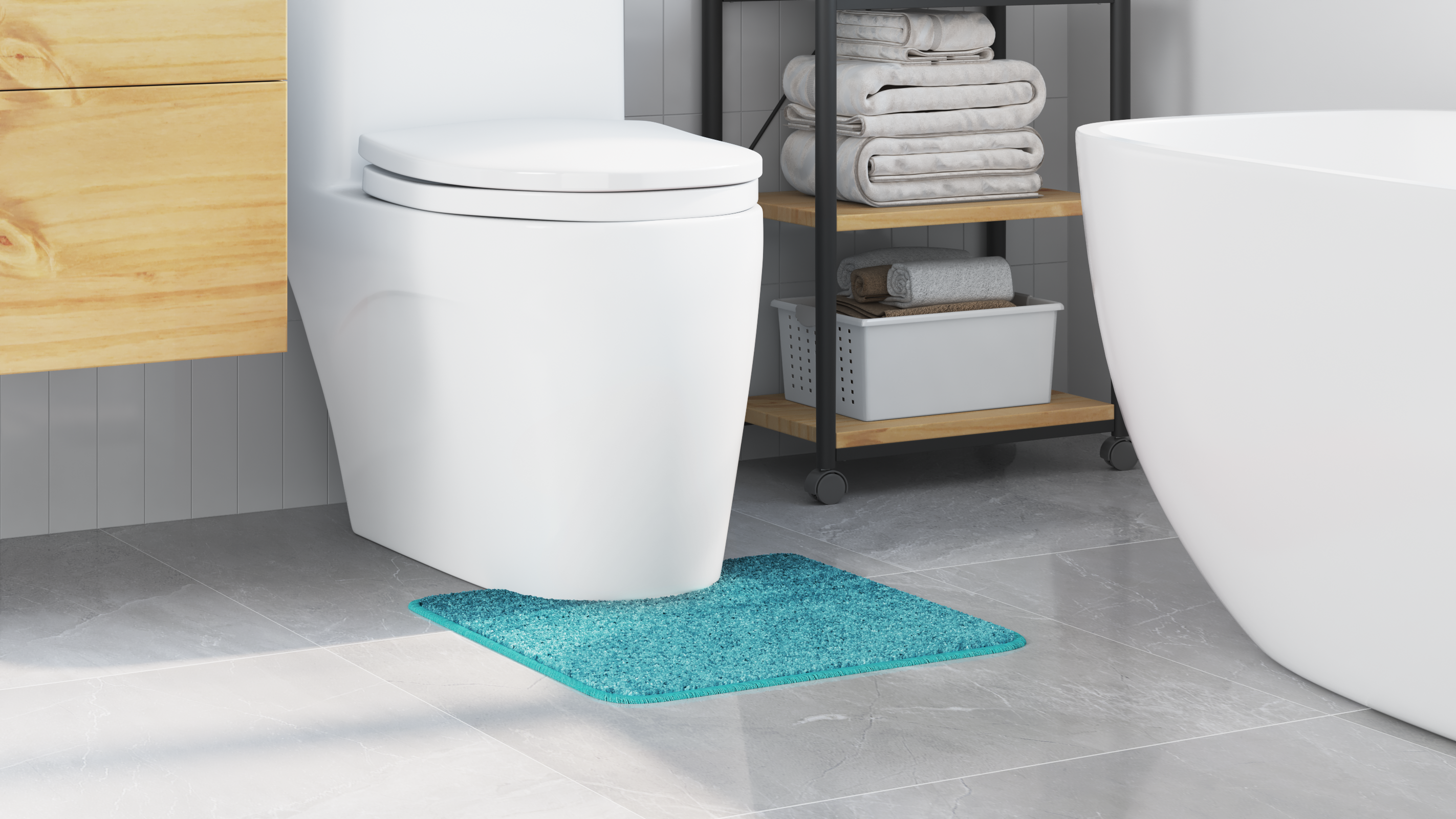 Tappetino da bagno U-Shaped Turchese 50x50 cm Polipropilene Antiscivolo