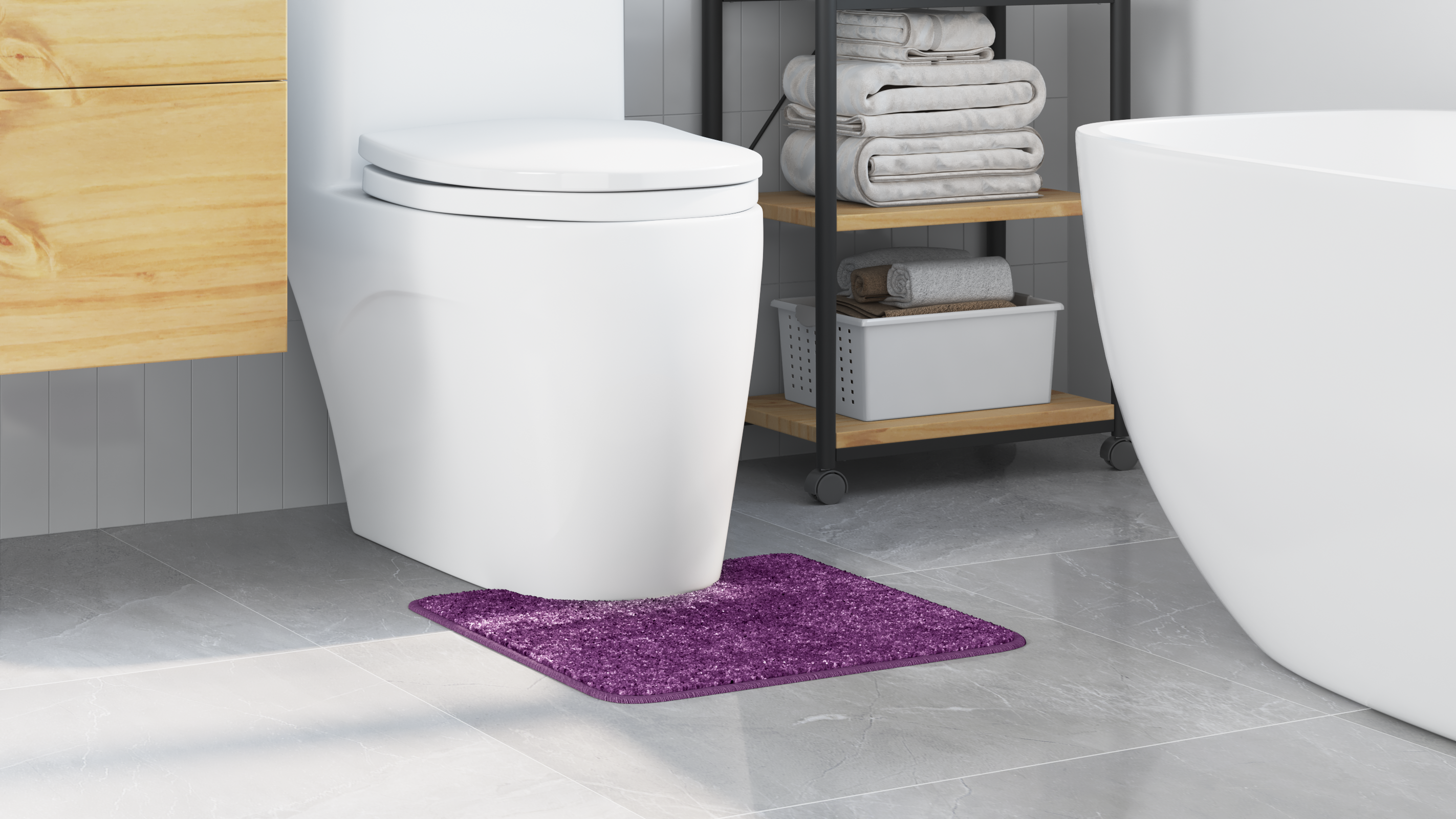 Tappetino da bagno U-Shaped Viola 50x50 cm Polipropilene Antiscivolo