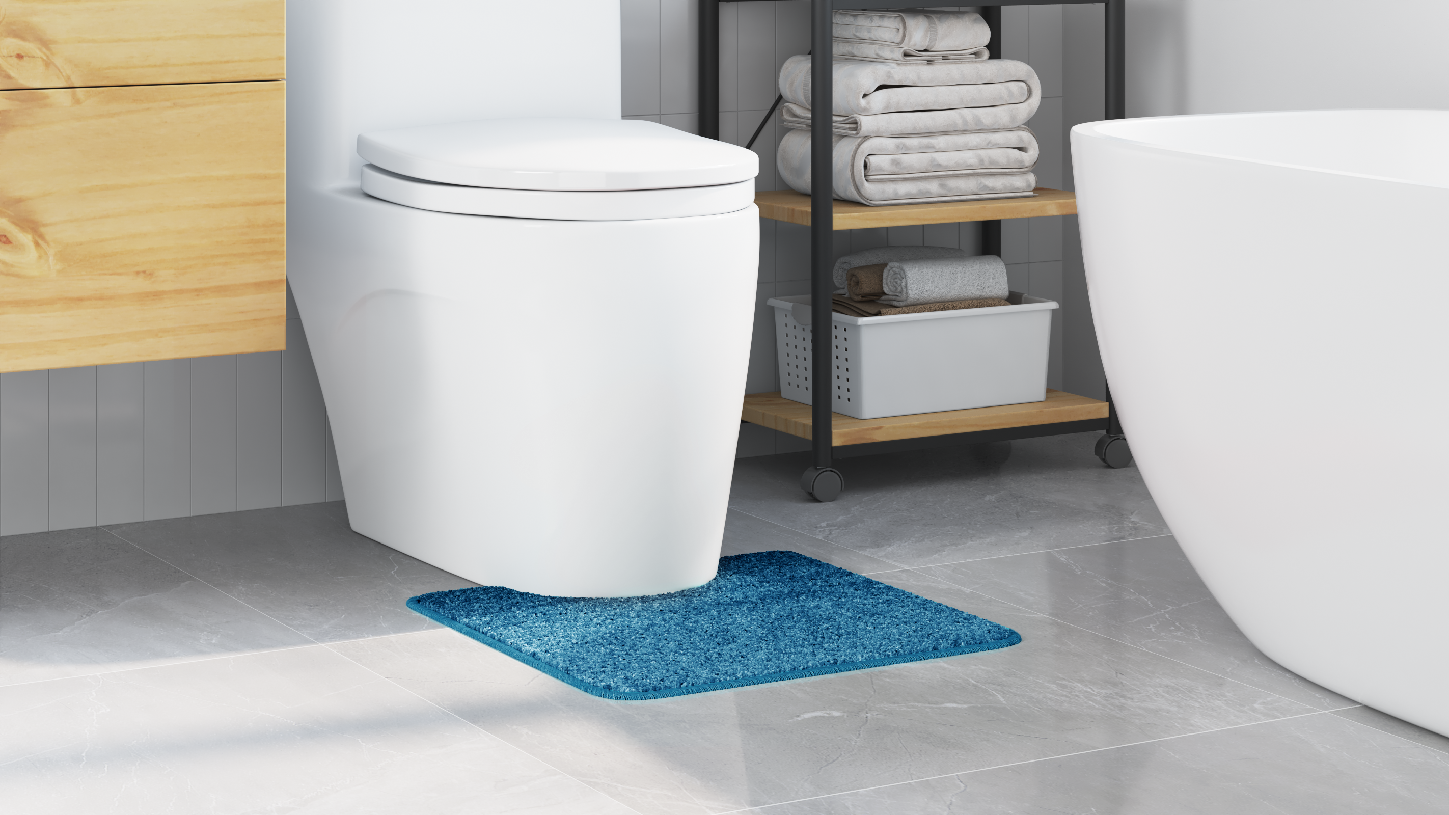 Tappetino da bagno a forma di U Blu 50x50 cm Polipropilene Antiscivolo