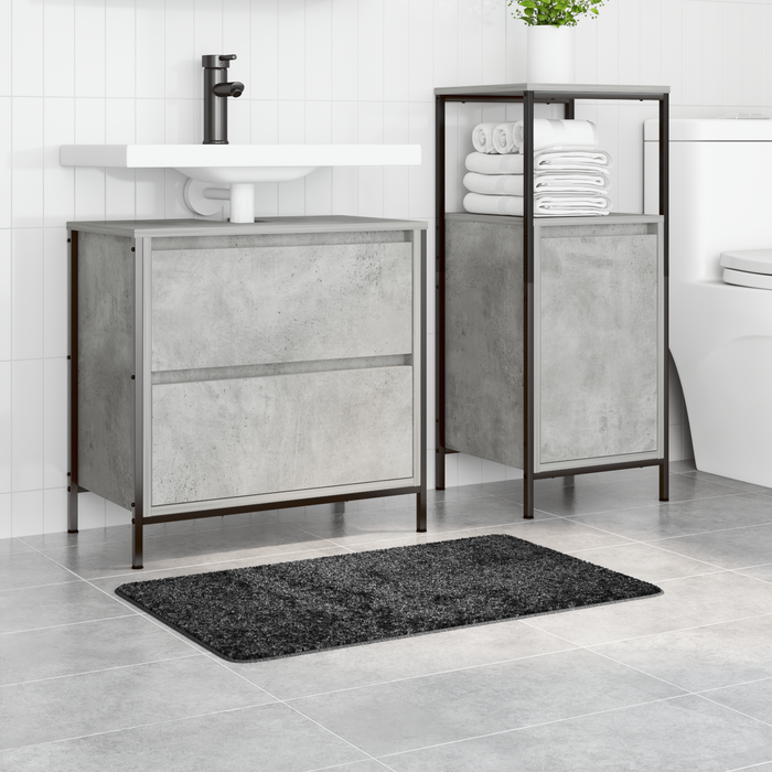 Tappetino da Bagno Rettangolare Grigio Scuro 50x80 cm Polipropilene Antiscivolo