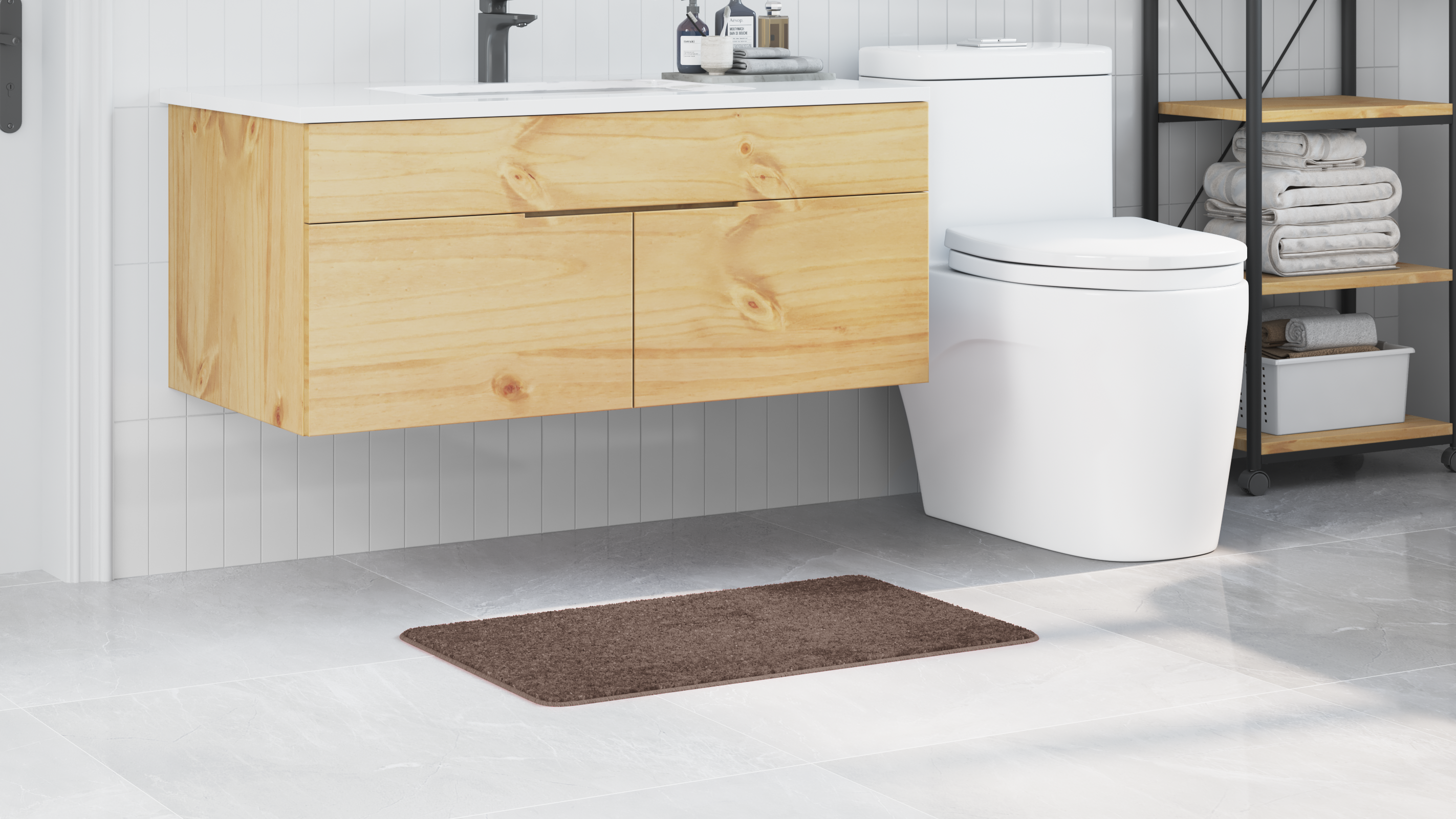 Tappetino da bagno rettangolare marrone 50x80 cm in polipropilene antiscivolo
