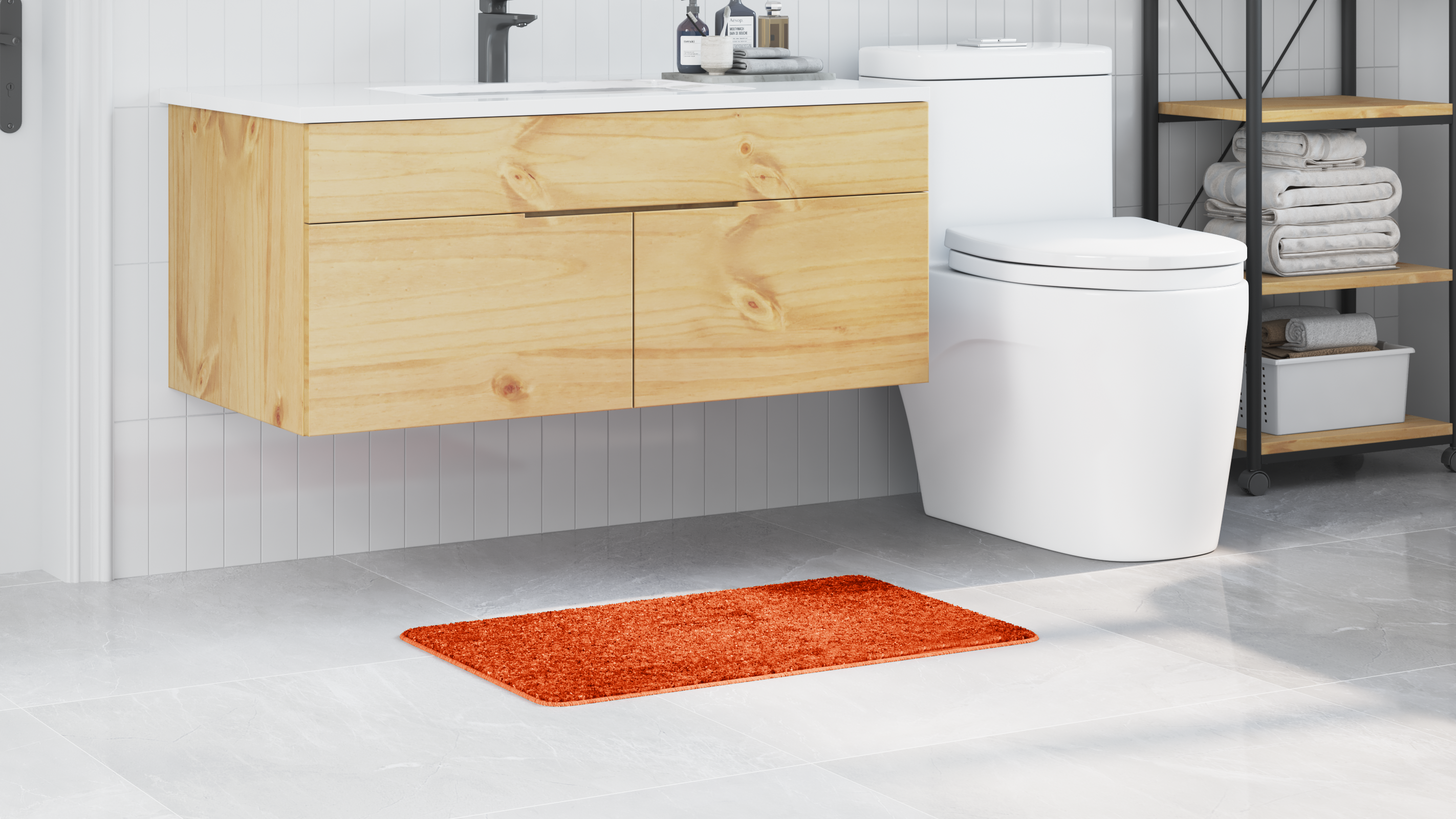 Tappetino da bagno rettangolare arancione 50x80 cm in polipropilene antiscivolo