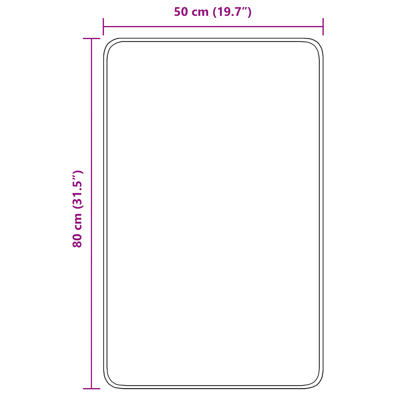 Tappetino da bagno rettangolare viola 50x80 cm in polipropilene antiscivolo