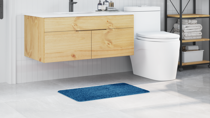 Tappetino da bagno rettangolare blu 50x80 cm in polipropilene antiscivolo