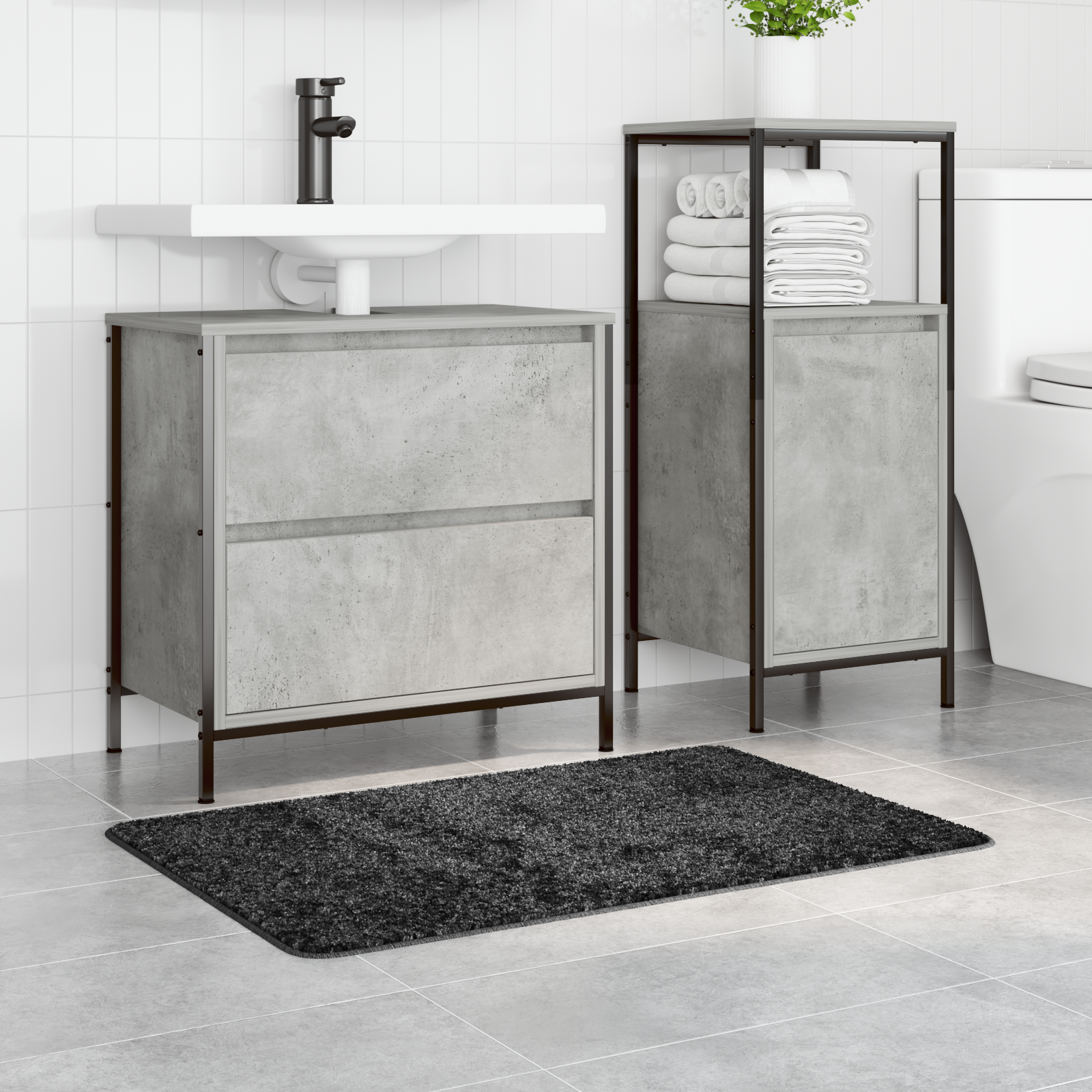 Tappetino da bagno rettangolare grigio scuro 60x90 cm in polipropilene antiscivolo