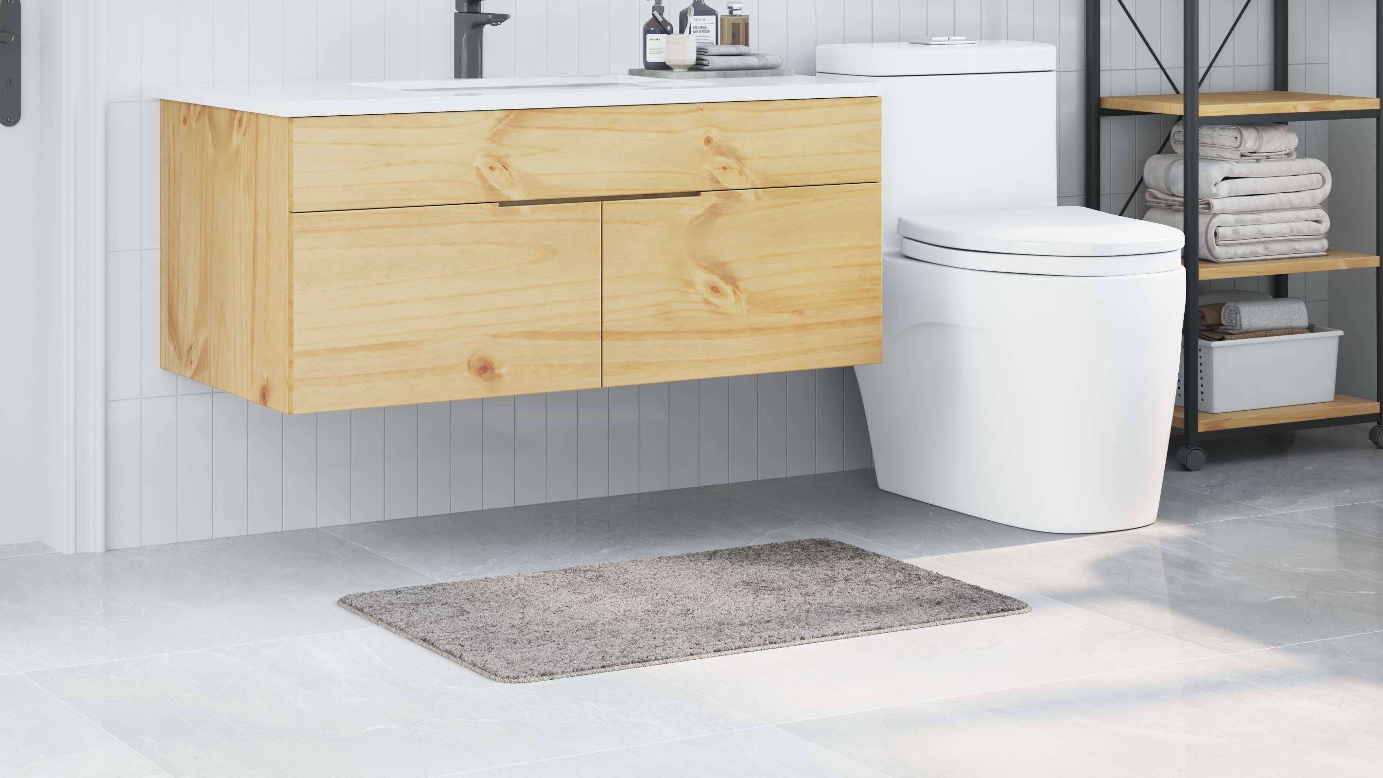 Tappetino da bagno rettangolare grigio 60x90 cm in polipropilene antiscivolo