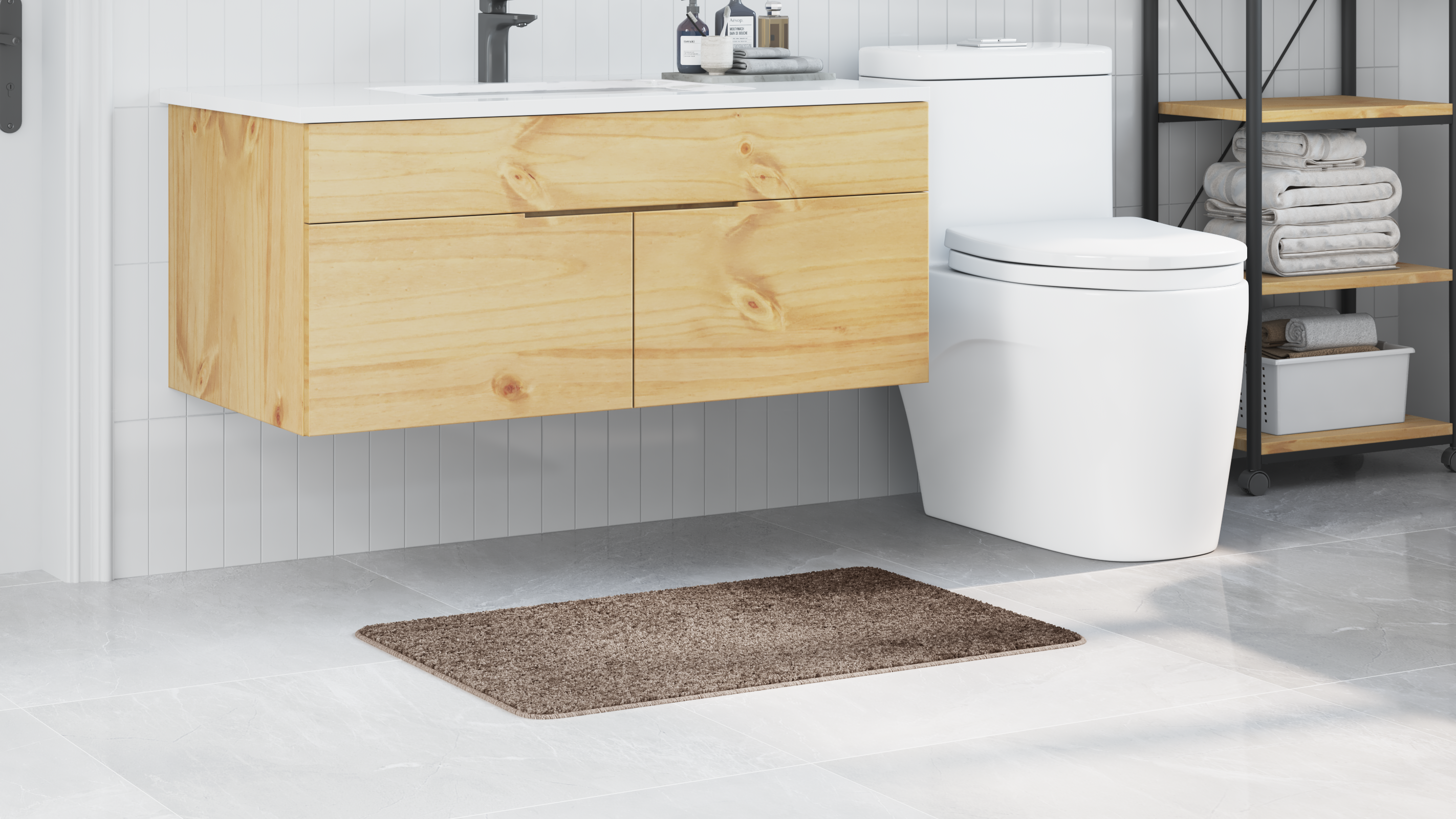 Tappetino da bagno rettangolare marrone 60x90 cm in polipropilene antiscivolo