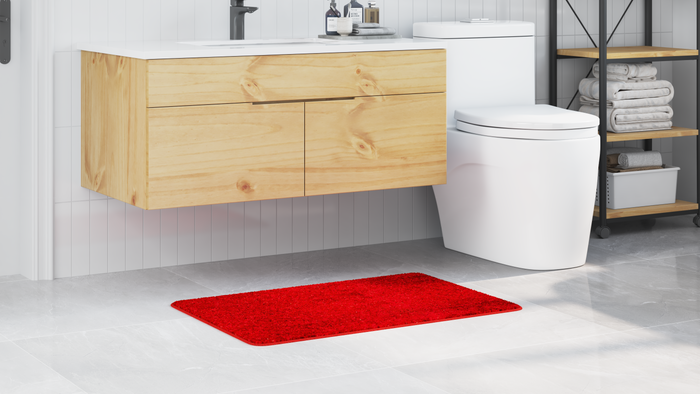 Tappetino da Bagno Rettangolare Rosso 60x90 cm in Polipropilene Antiscivolo