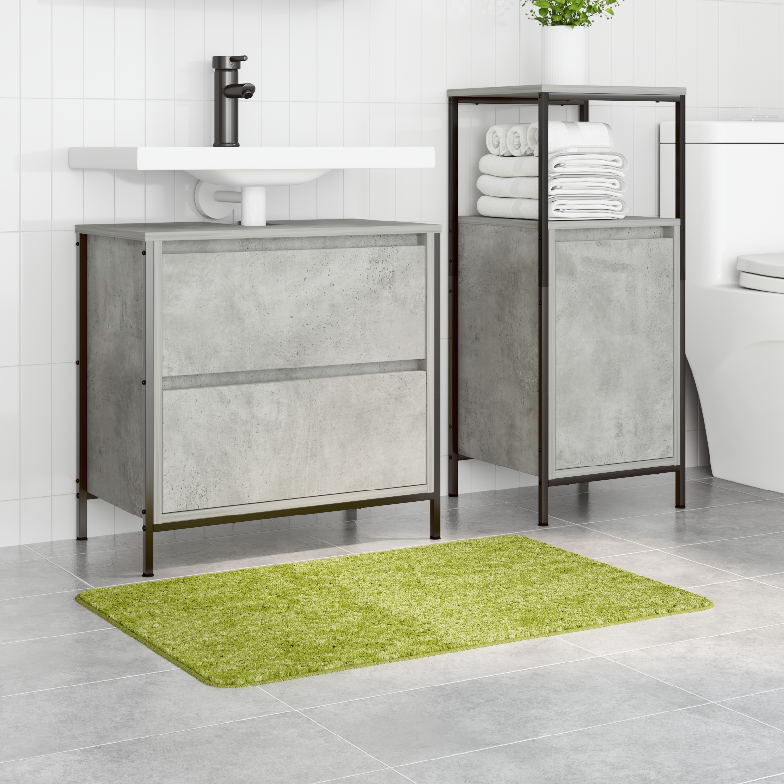 Tappetino da bagno rettangolare verde 60x90 cm in polipropilene antiscivolo