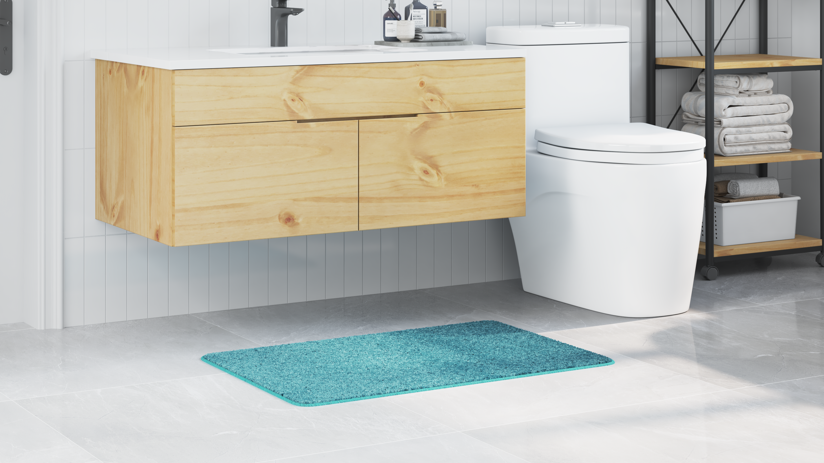 Tappetino da bagno rettangolare arancione 60x90 cm in polipropilene antiscivolo
