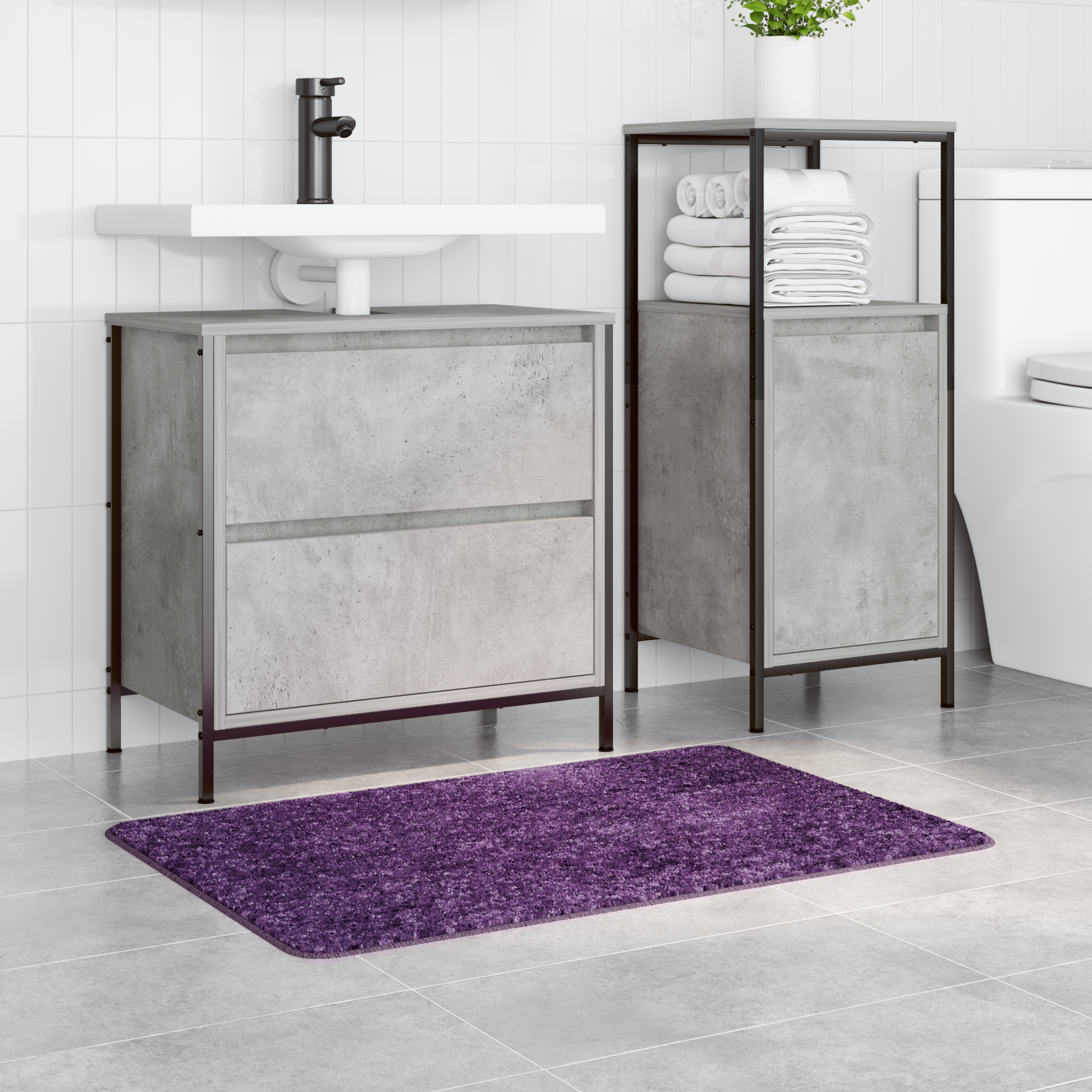 Tappetino da bagno rettangolare viola 60x90 cm in polipropilene antiscivolo