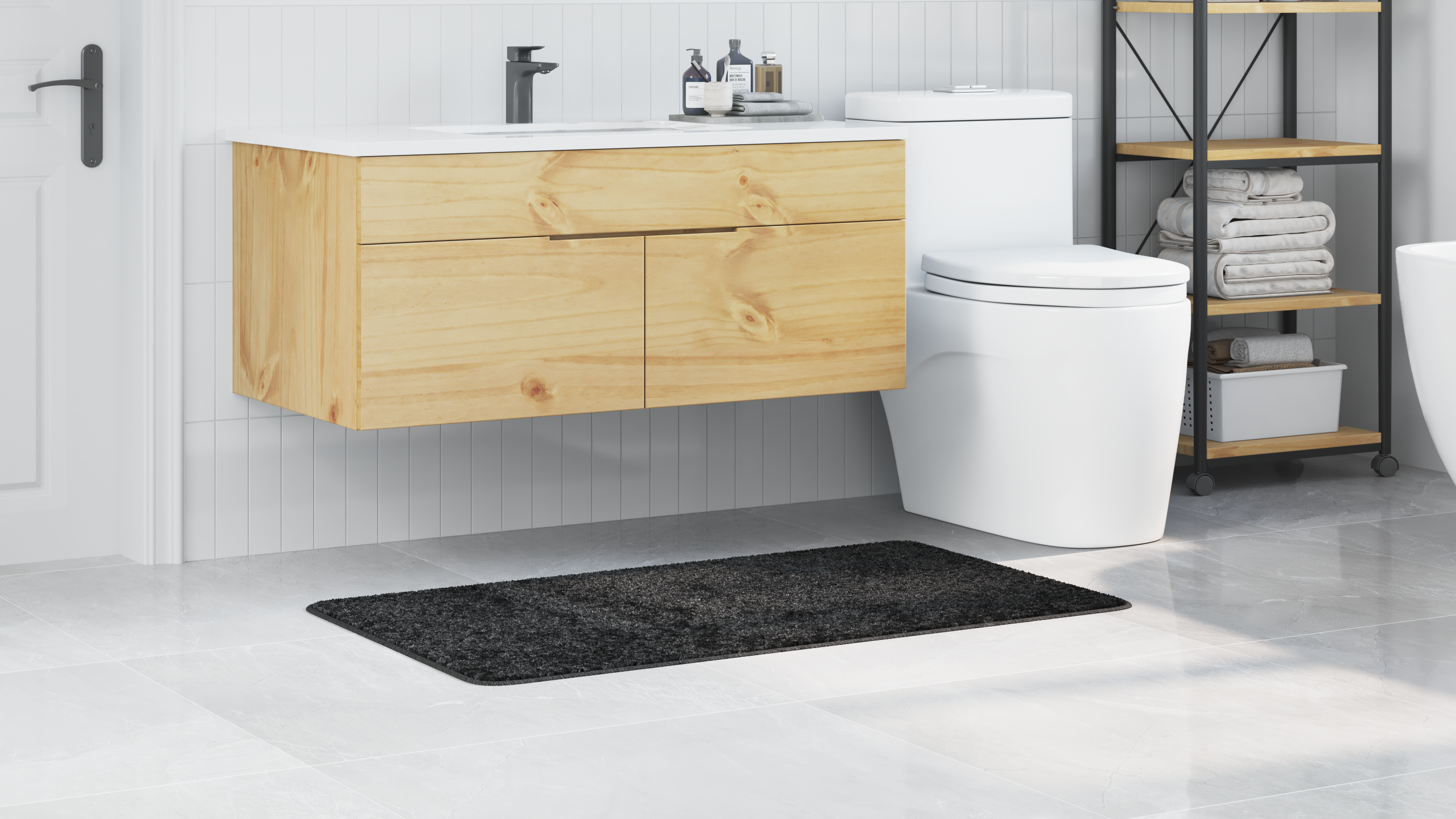 Tappetino da bagno rettangolare grigio scuro 70x120 cm in polipropilene antiscivolo