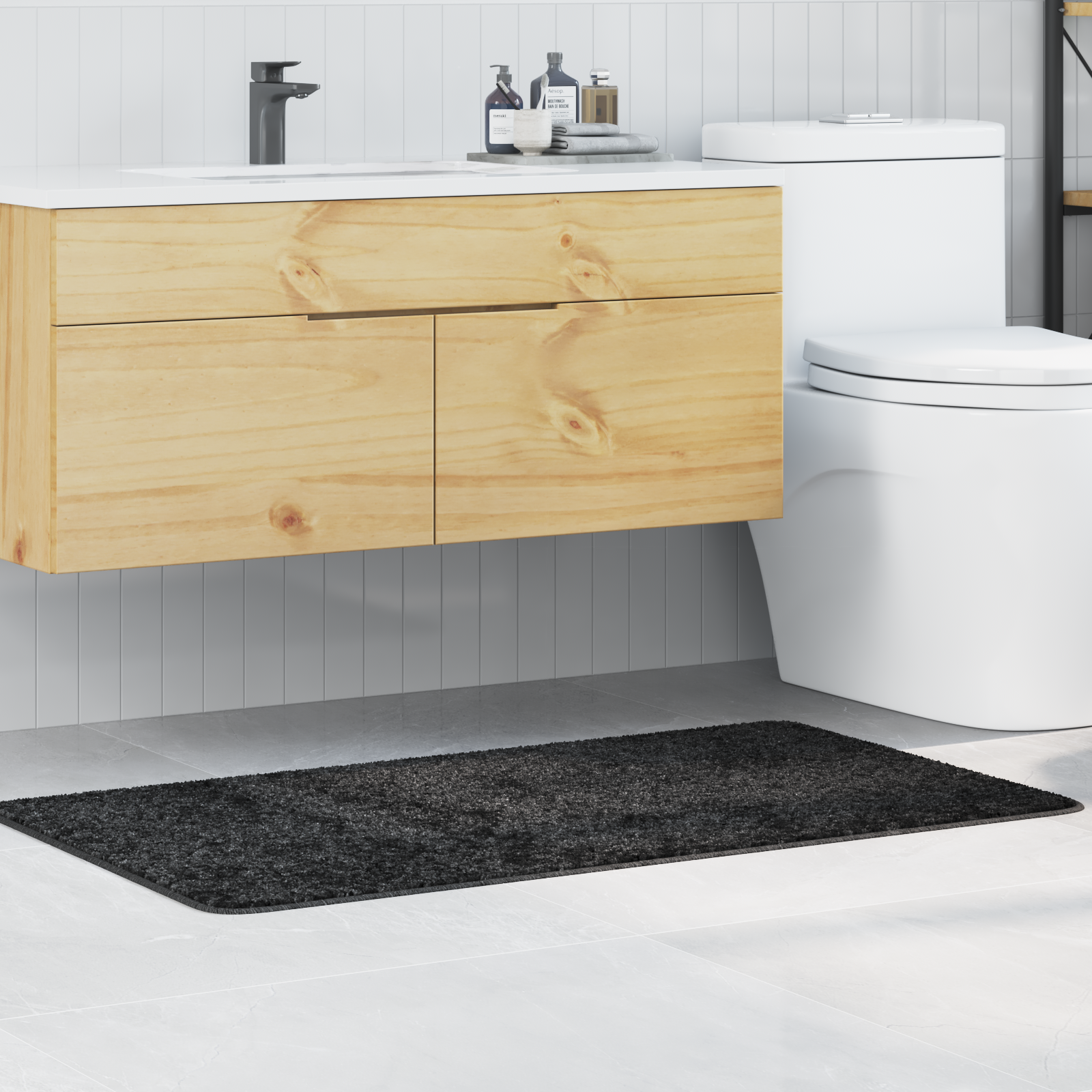 Tappetino da bagno rettangolare grigio scuro 70x120 cm in polipropilene antiscivolo