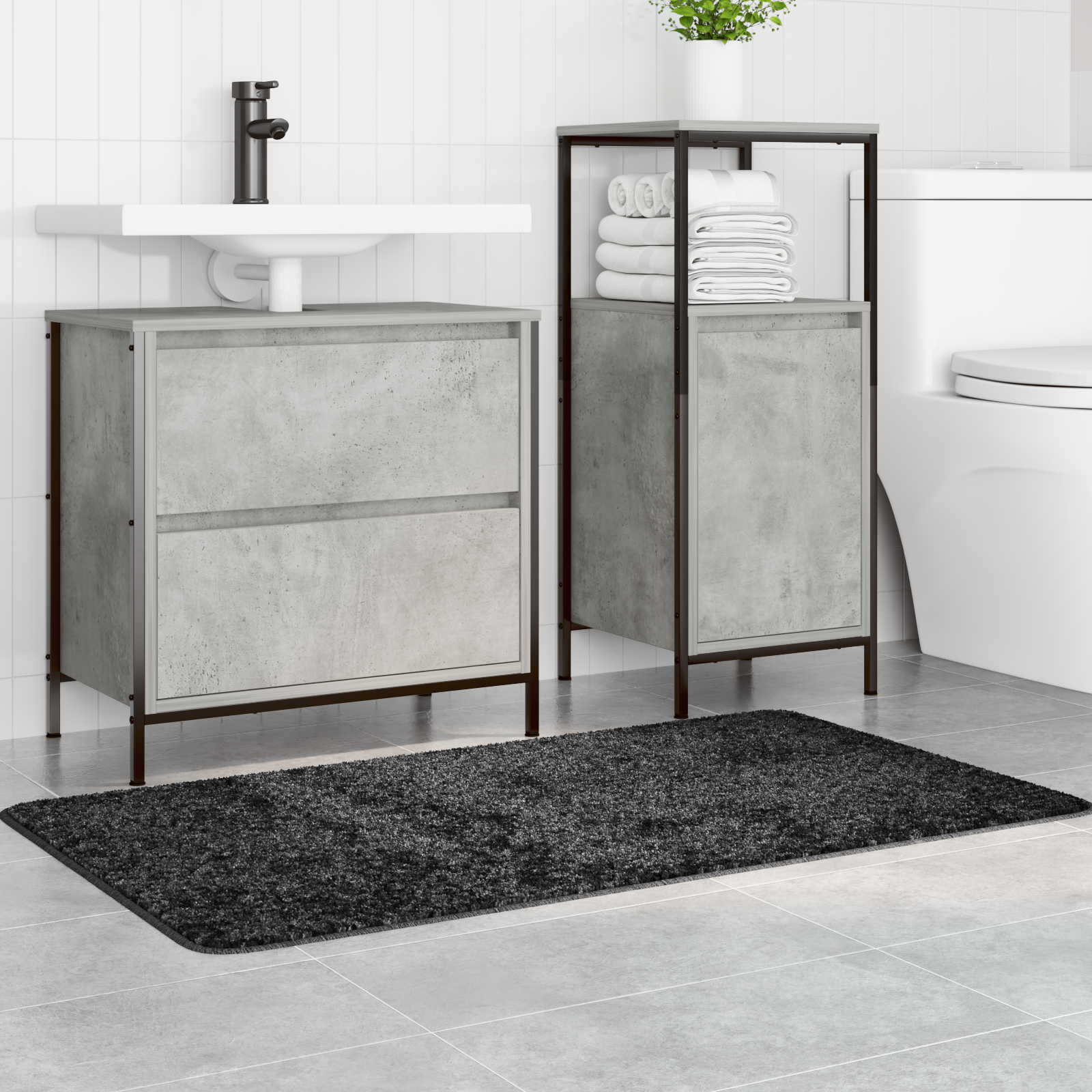 Tappetino da bagno rettangolare grigio scuro 70x120 cm in polipropilene antiscivolo
