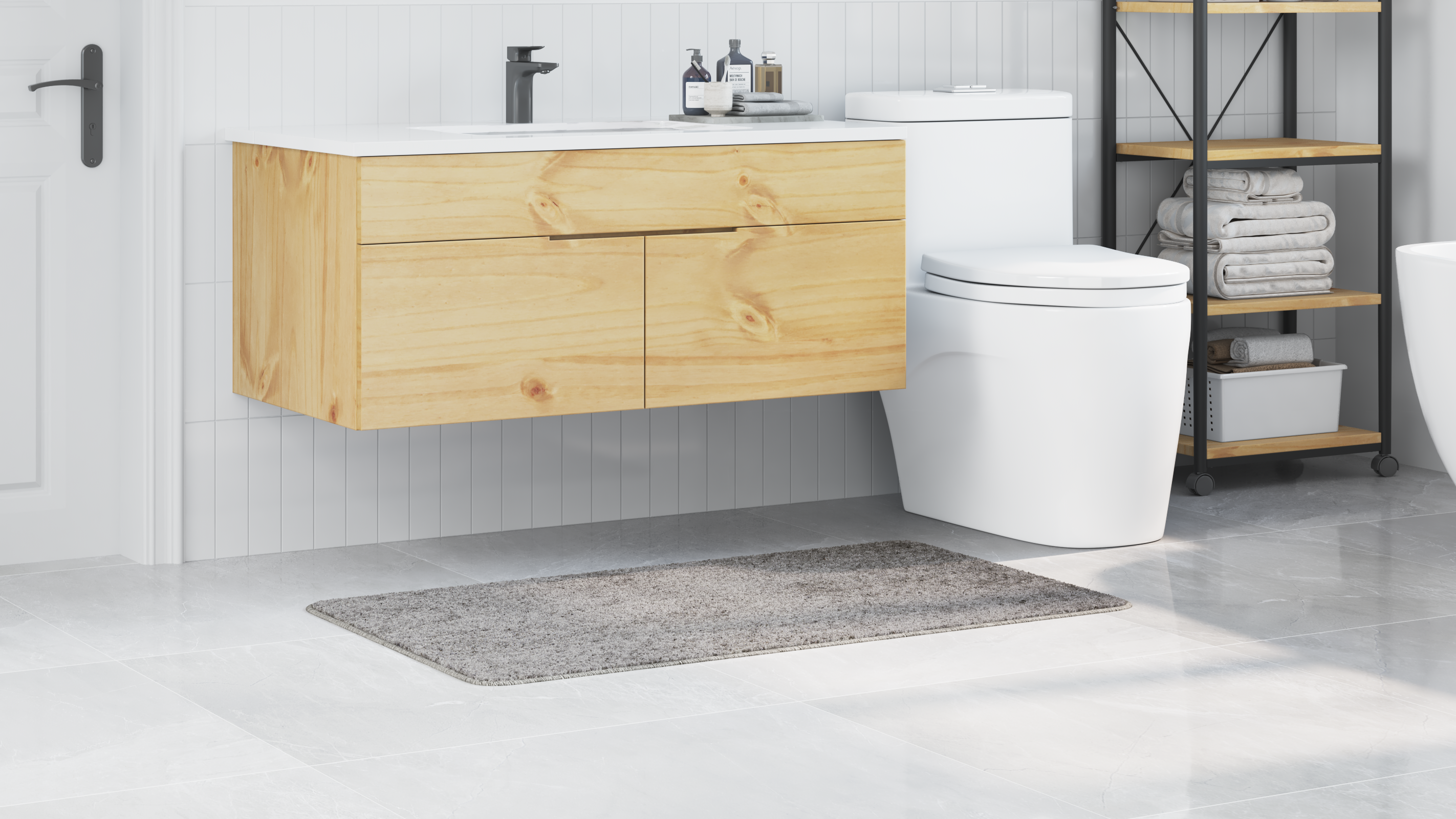 Tappetino da bagno rettangolare grigio 70x120 cm in polipropilene antiscivolo