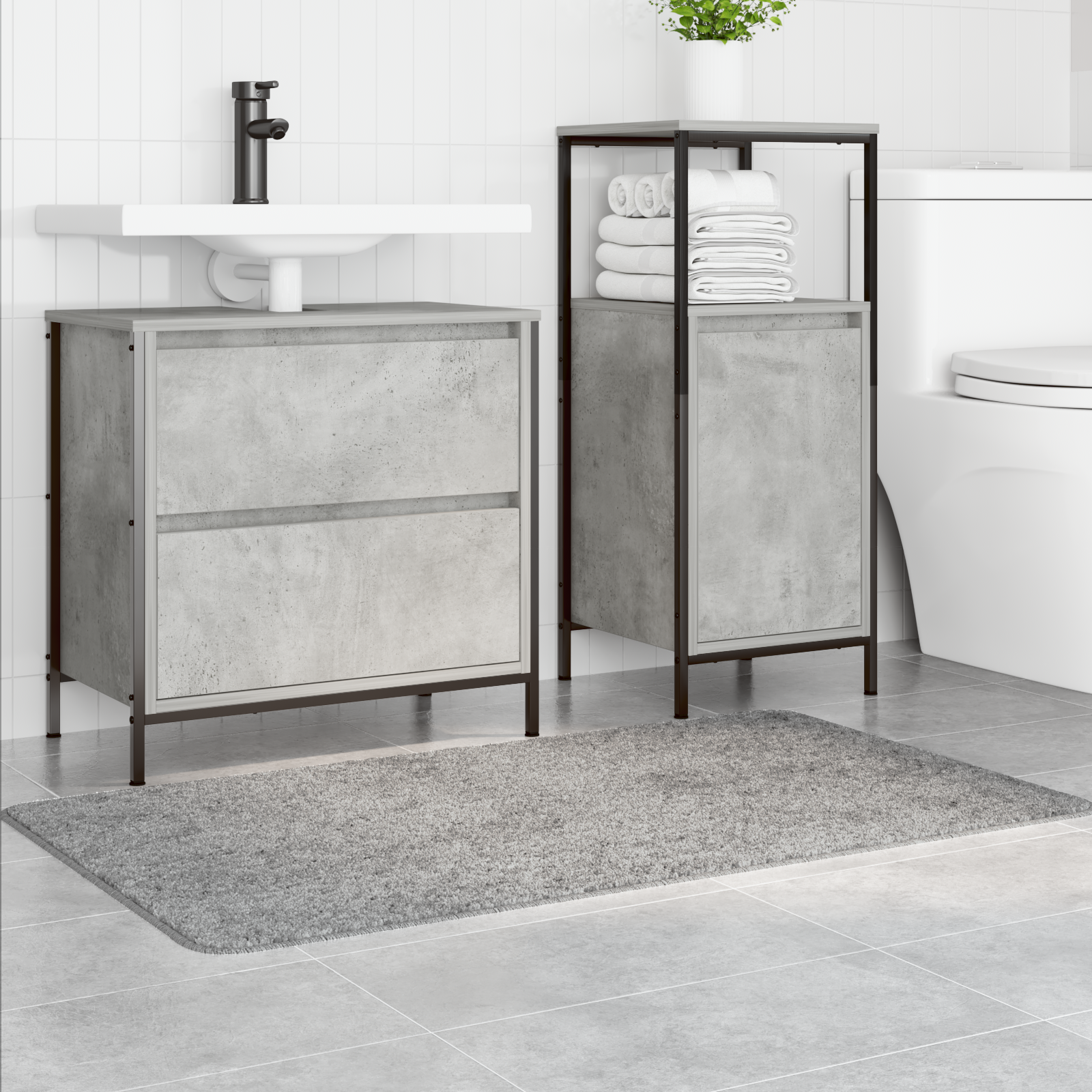 Tappetino da bagno rettangolare grigio 70x120 cm in polipropilene antiscivolo