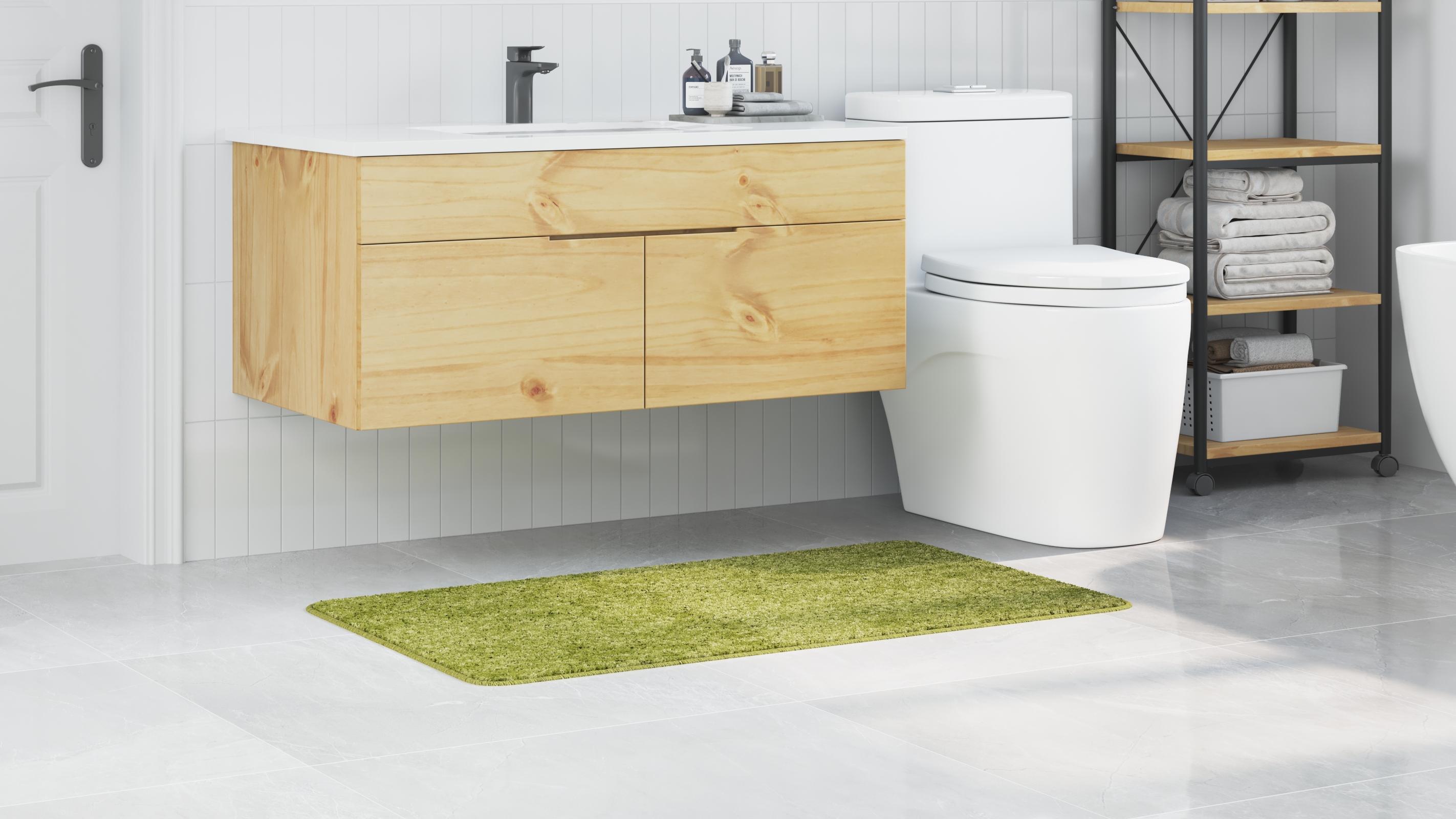 Tappetino da bagno rettangolare verde 70x120 cm in polipropilene antiscivolo