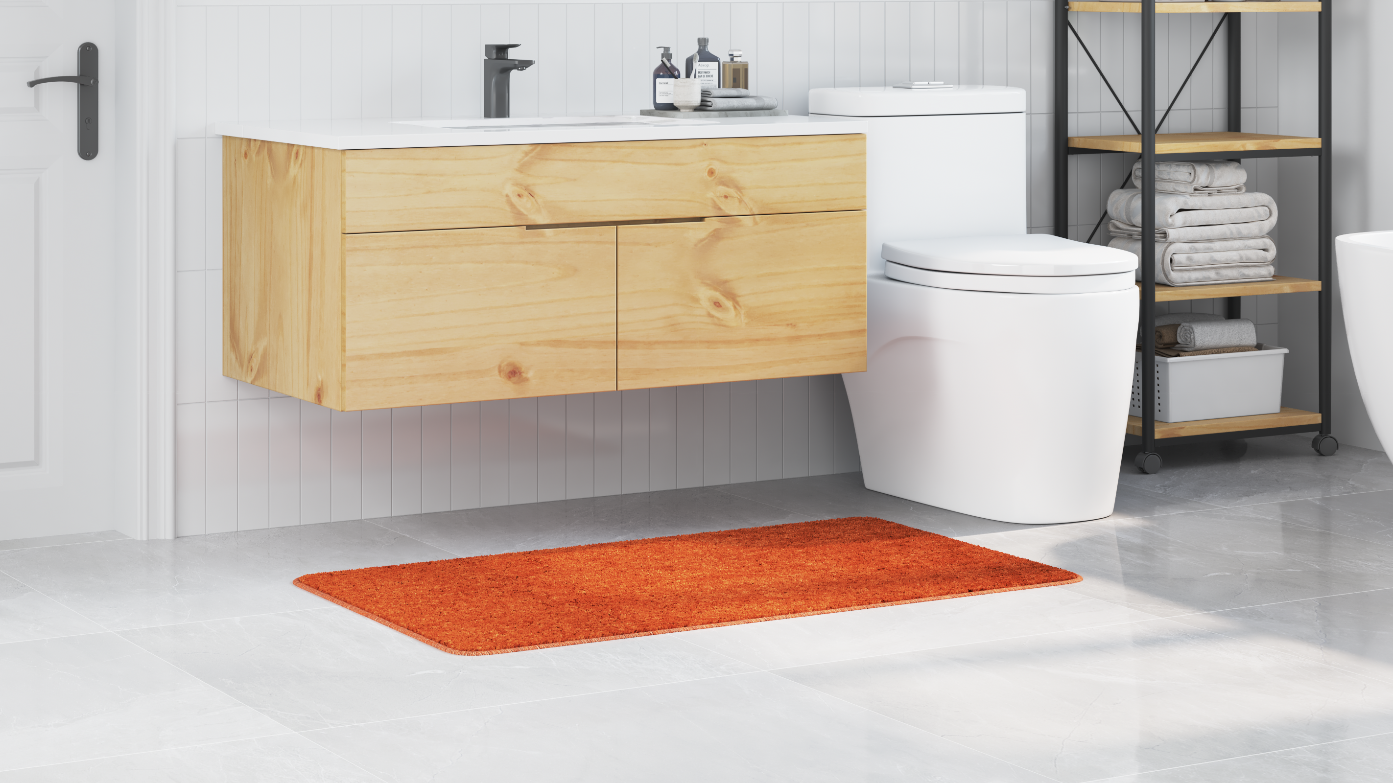 Tappetino da Bagno Rettangolare Arancione 70x120 cm Polipropilene Antiscivolo