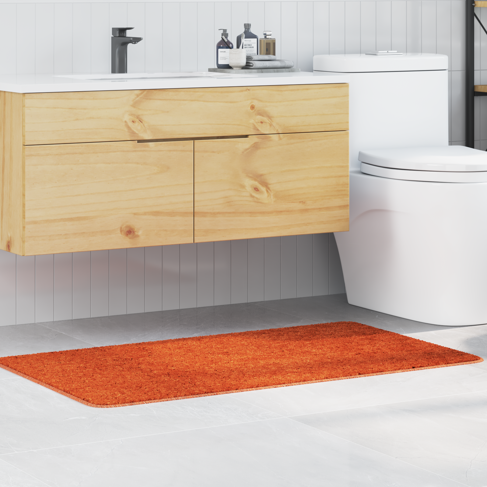 Tappetino da Bagno Rettangolare Arancione 70x120 cm Polipropilene Antiscivolo