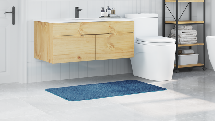 Tappetino da bagno rettangolare blu 70x120 cm in polipropilene antiscivolo