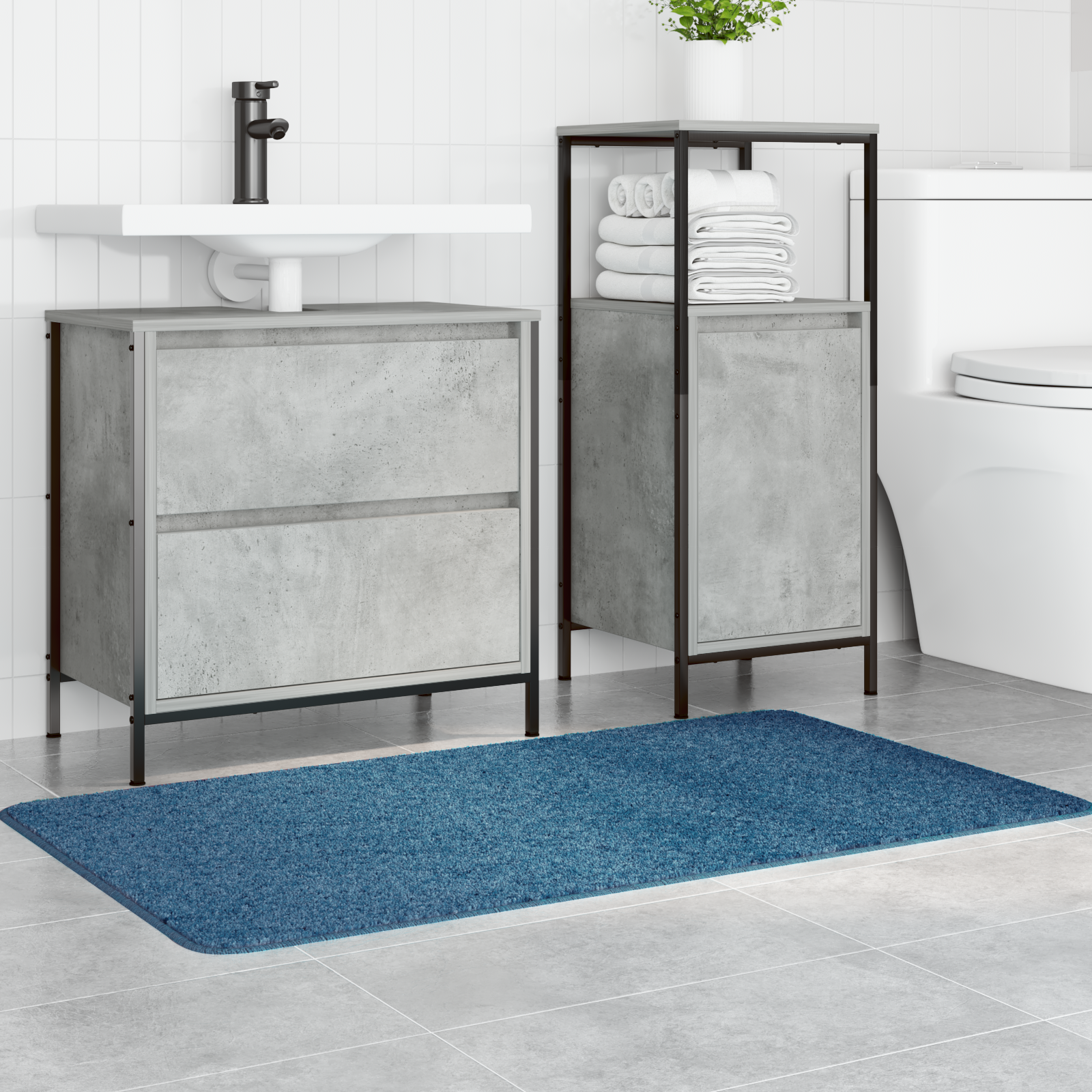 Tappetino da bagno rettangolare blu 70x120 cm in polipropilene antiscivolo
