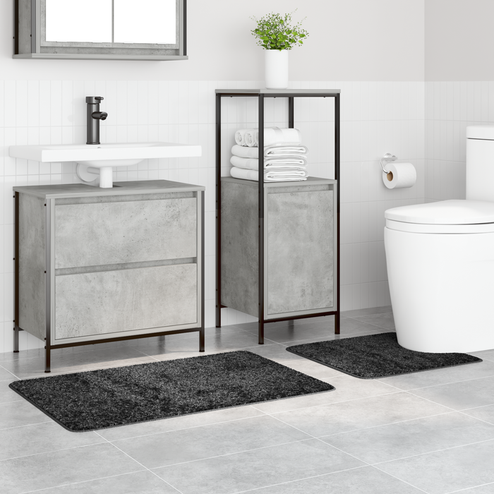 Set di 2 tappetini da bagno  grigio scuro in polipropilene antiscivolo