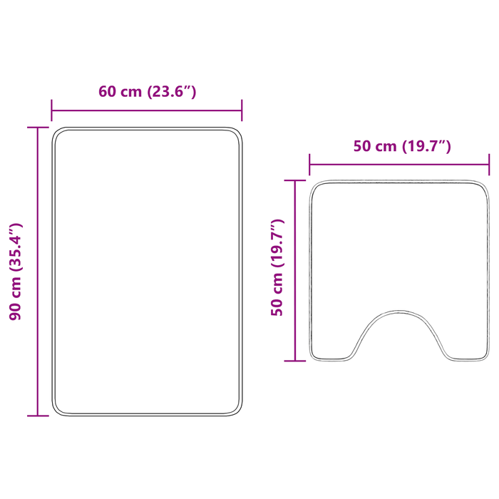 Set di 2 Tappetini da Bagno Grigi in Polipropilene Antiscivolo
