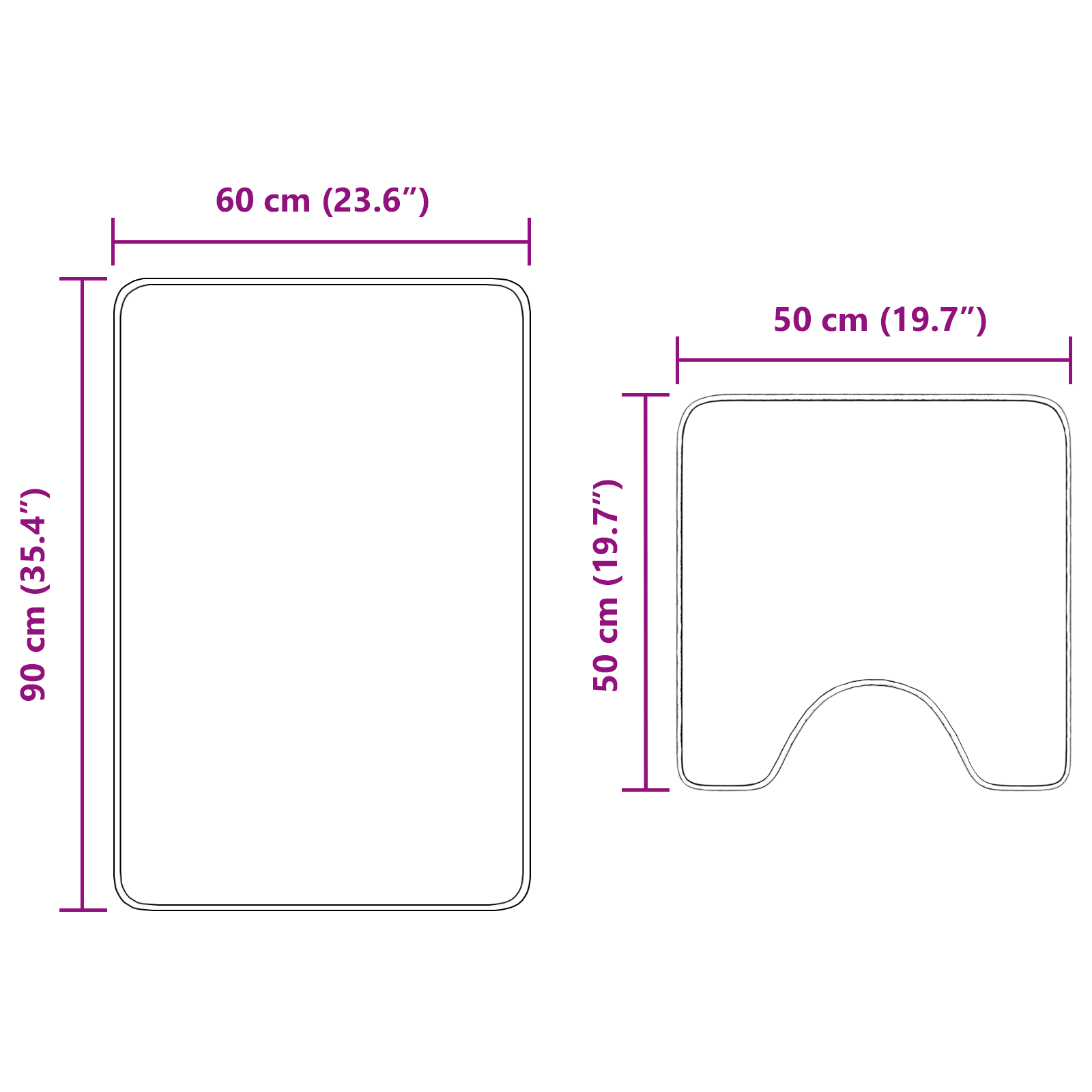 Set di tappetini da bagno 2 pezzi crema in polipropilene antiscivolo
