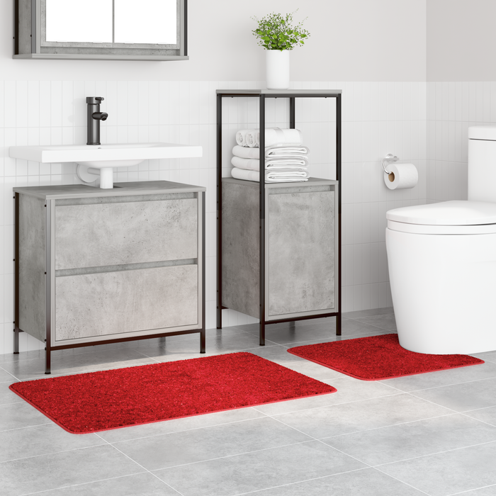 Set di 2 Tappetini da Bagno  Rossi in Polipropilene Antiscivolo
