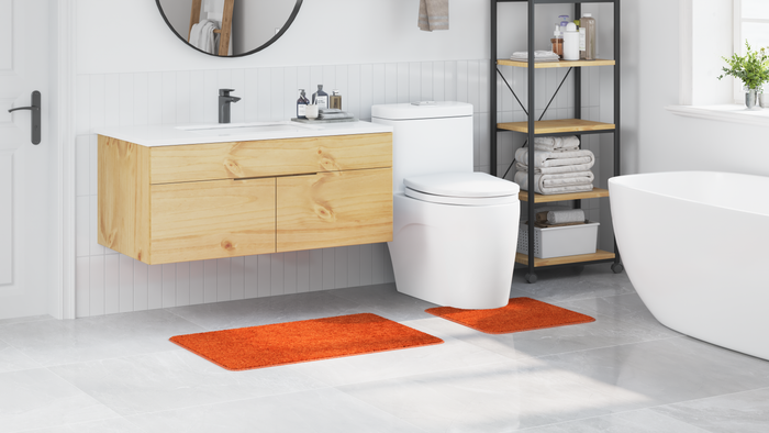 Set di 2 tappetini da bagno  Arancione in Polipropilene Antiscivolo