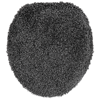 Set di 3 Tappetini da Bagno Grigio Scuro in Polipropilene Antiscivolo