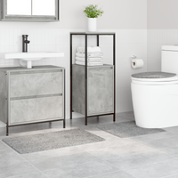 Set di tappetini da bagno 3 pezzi grigi in polipropilene antiscivolo