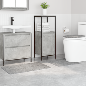 Set di tappetini da bagno 3 pezzi grigi in polipropilene antiscivolo