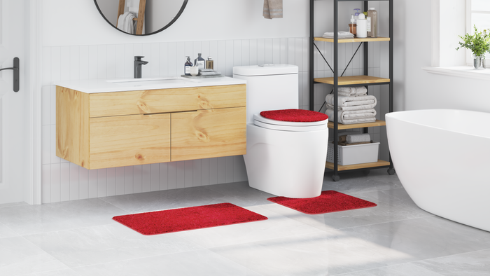 Set di tappetini da bagno 3 pezzi rossi in polipropilene antiscivolo