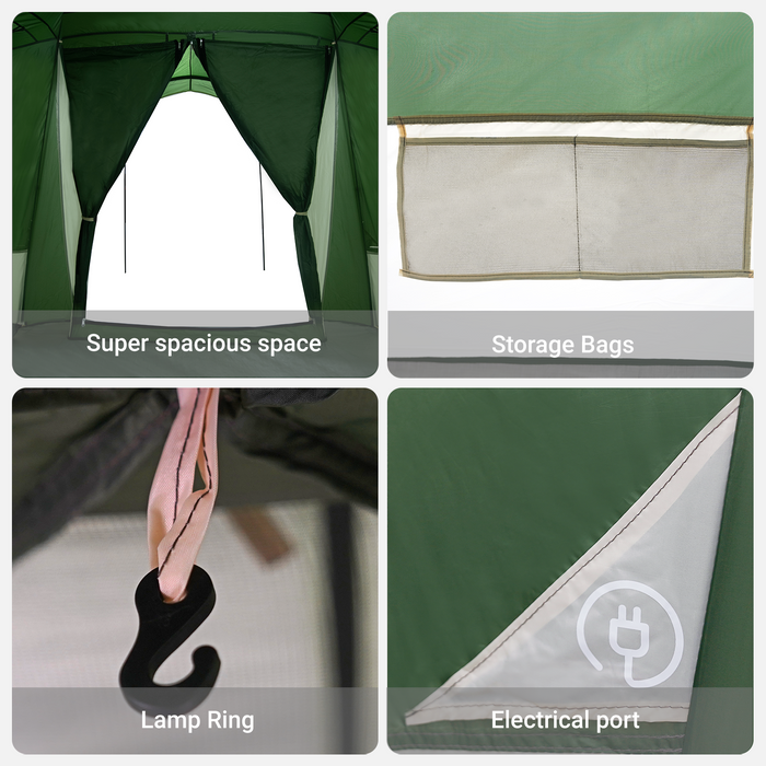 Tenda Familiare  con Finestre a Cupola Verde per 6 Persone Impermeabile