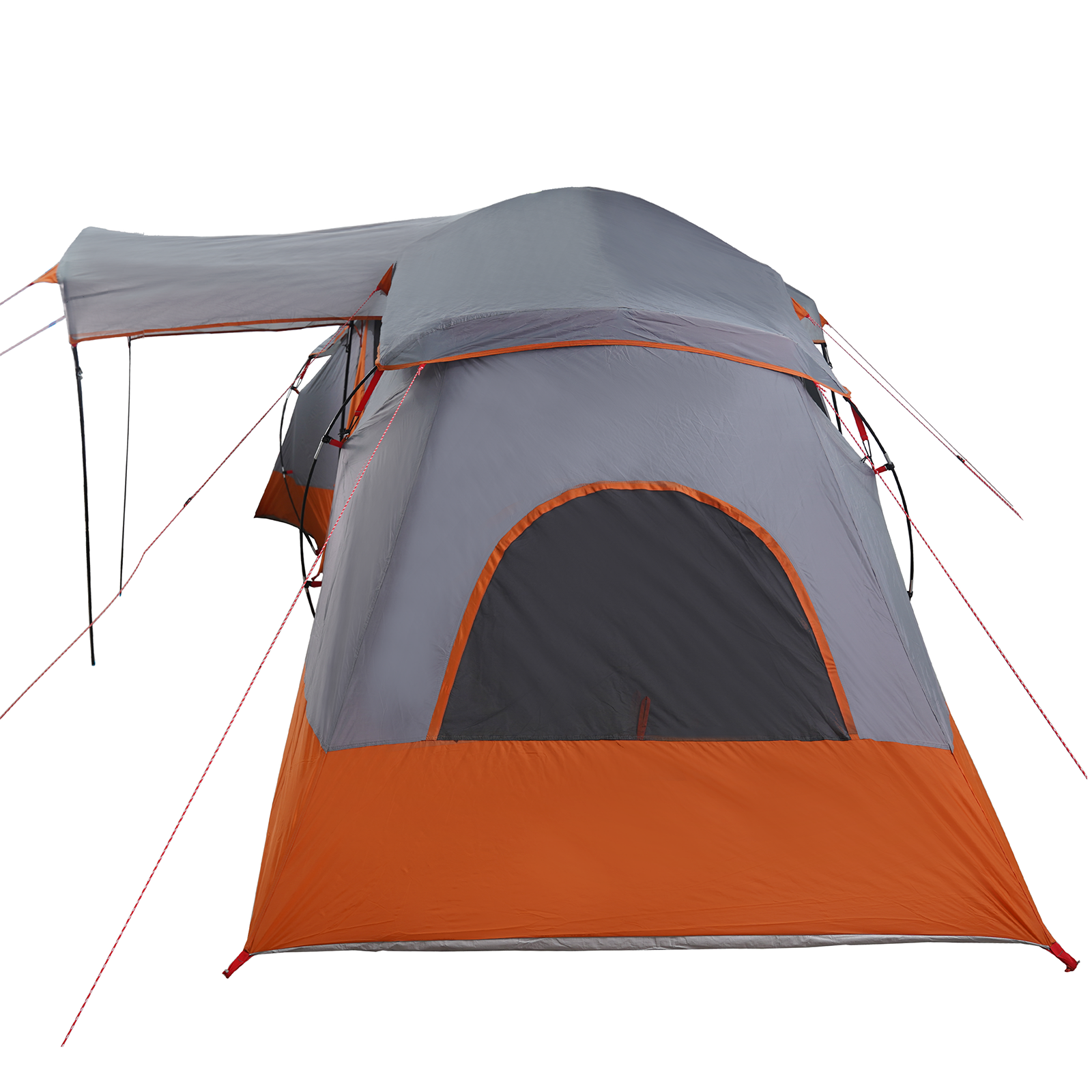 Tenda familiare  con finestre a cupola grigia e arancione per 6 persone impermeabile