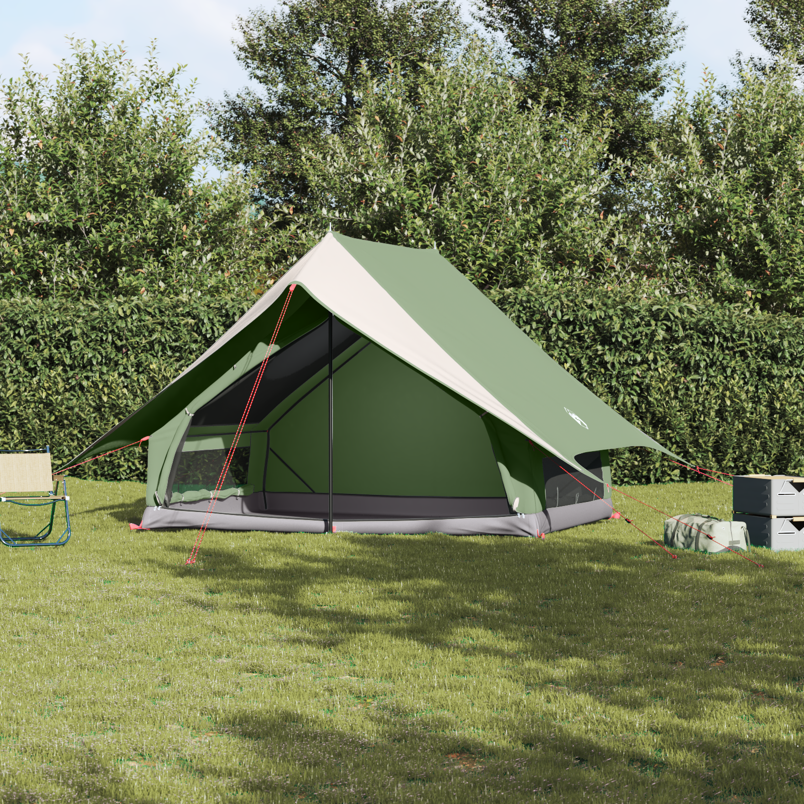 Tenda da Campeggio A-Frame 5 Persone Verde Impermeabile
