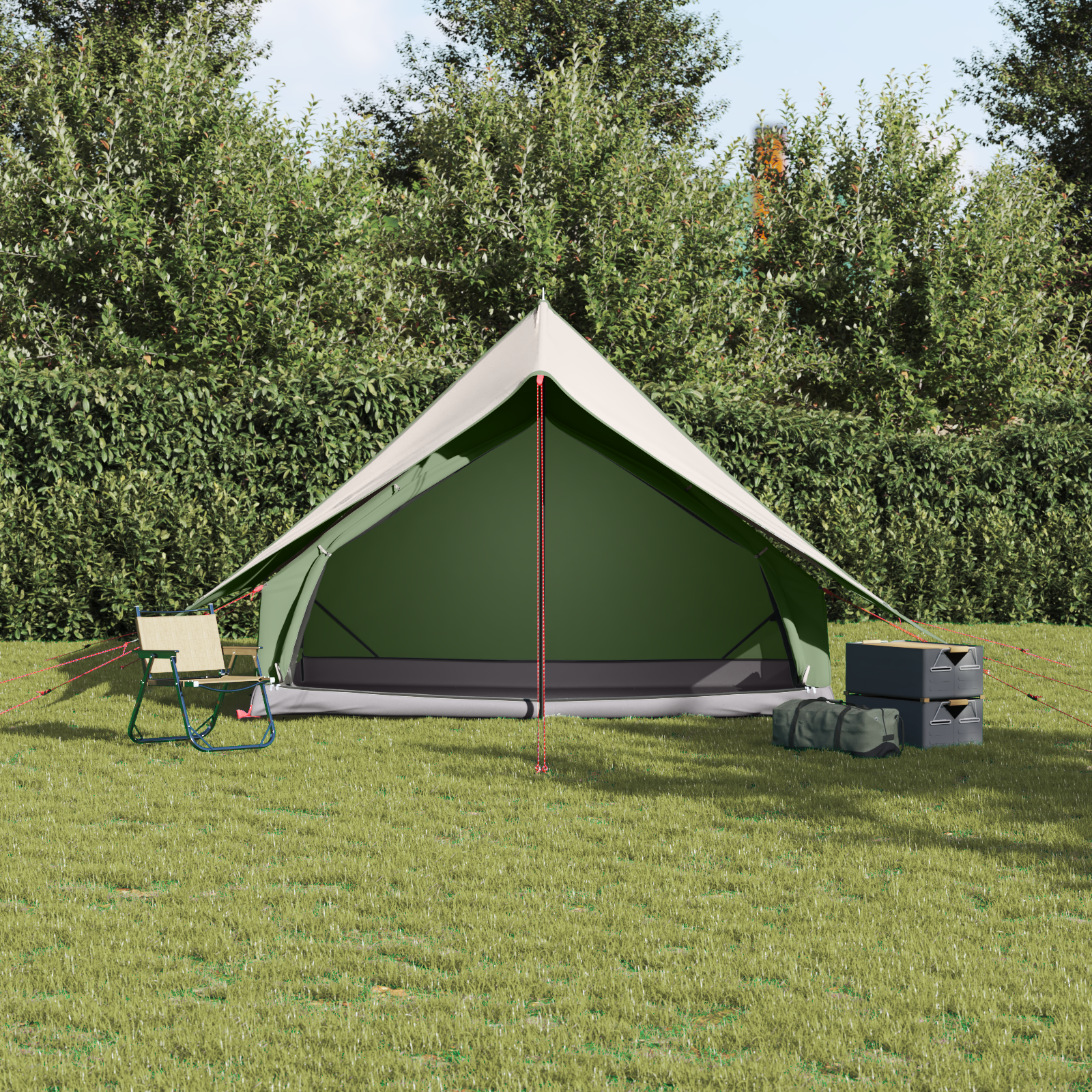 Tenda da Campeggio A-Frame 5 Persone Verde Impermeabile