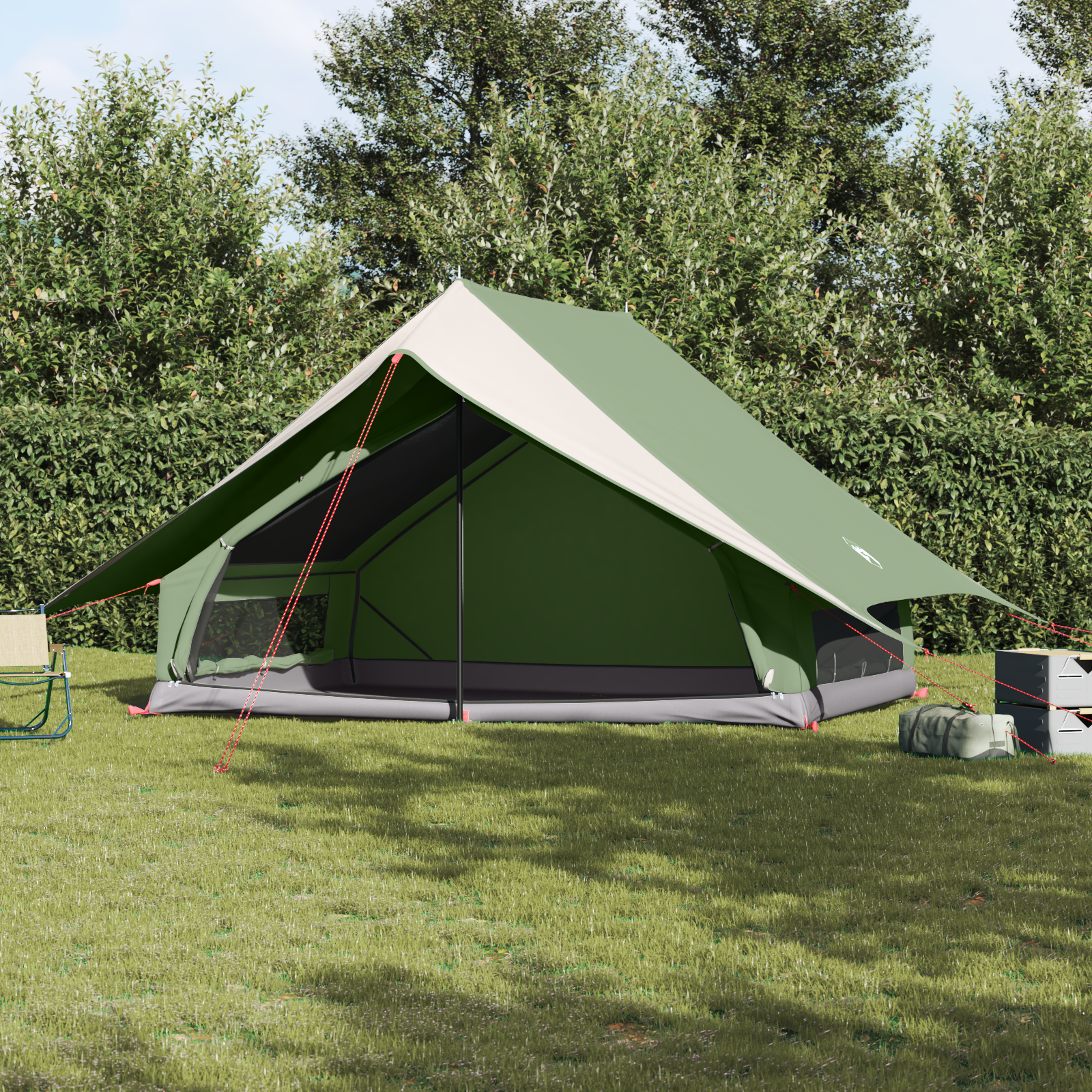 Tenda Familiare A-Frame per 7 Persone Verde Impermeabile