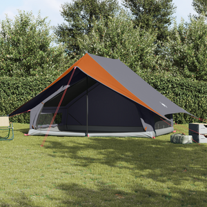 Tenda Familiare A-Frame 7-Persone Grigia e Arancione Impermeabile