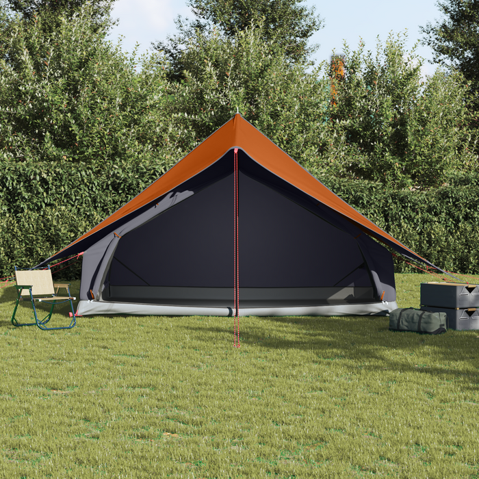 Tenda Familiare A-Frame 7-Persone Grigia e Arancione Impermeabile