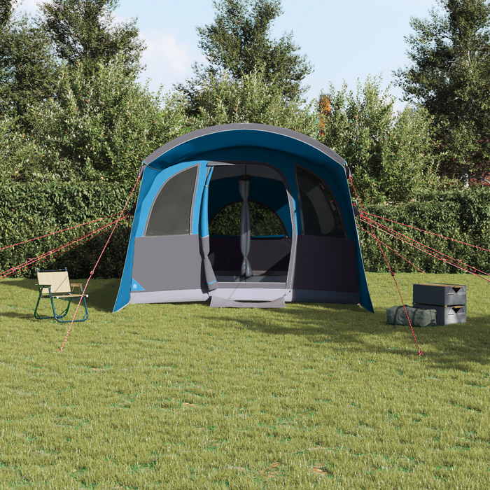 Tenda Familiare  con Finestre Tunnel Blu per 8 Persone Impermeabile